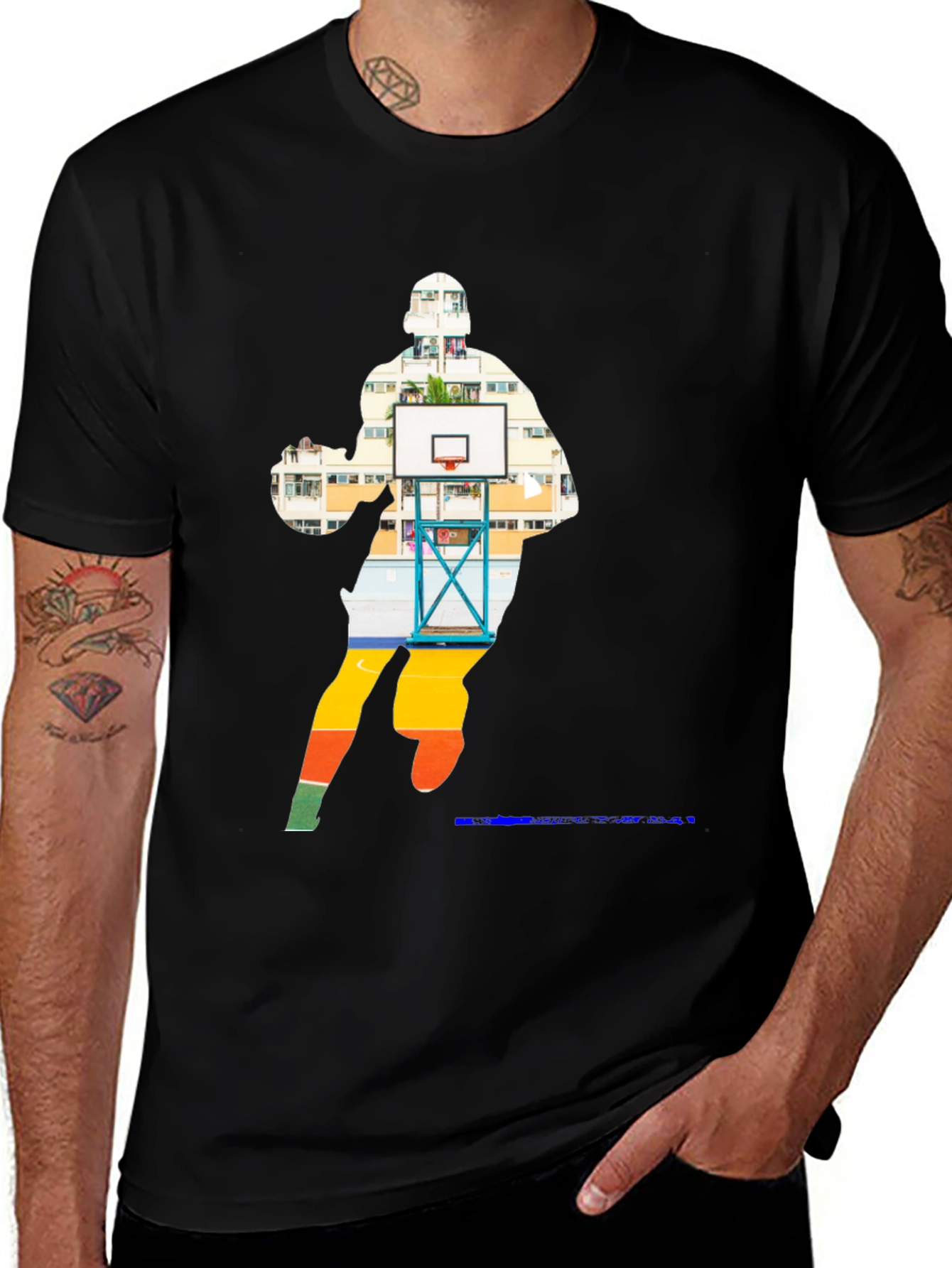 Variant 13 of Basketball Player Graphic Black T-Shirt