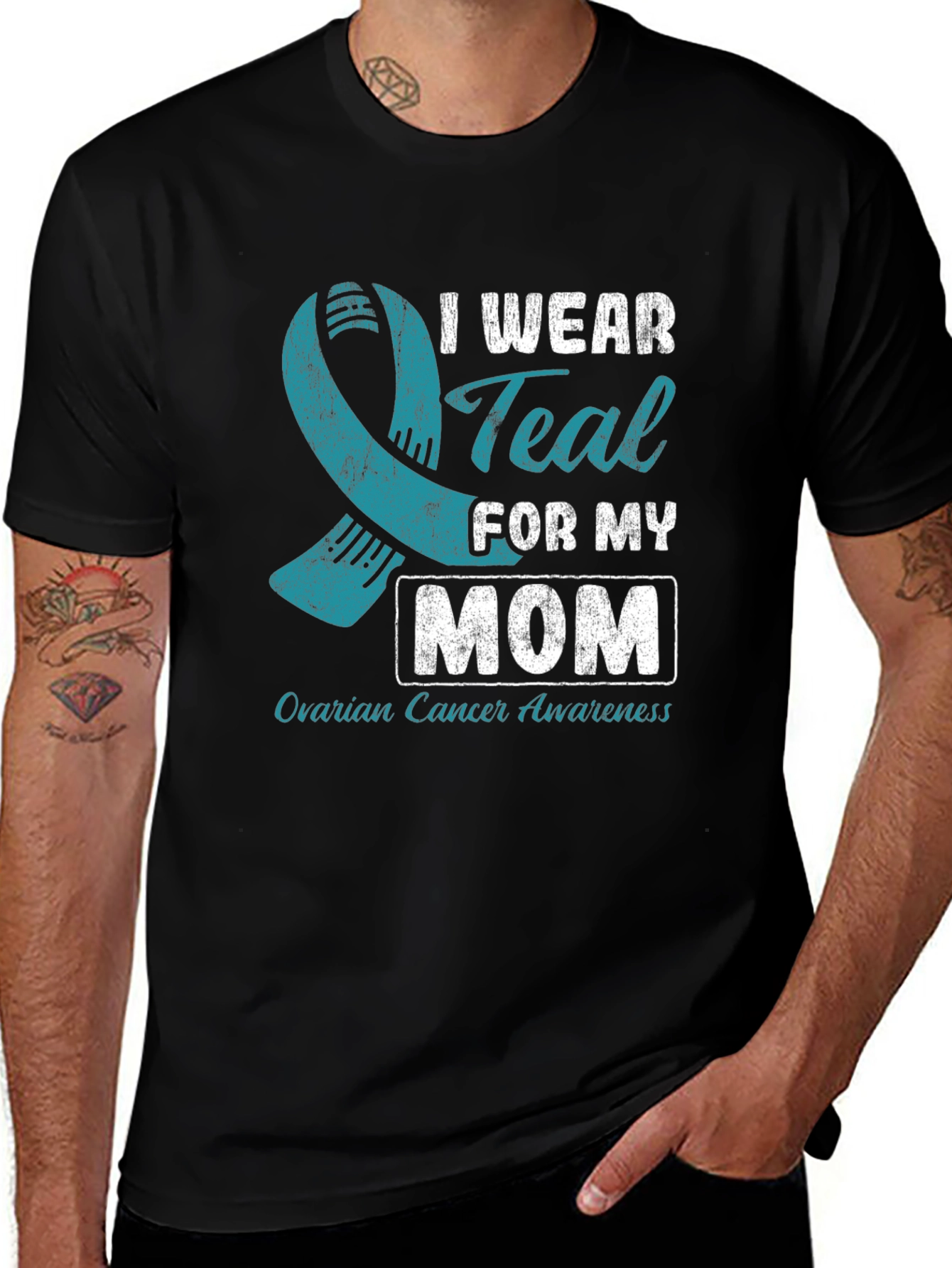Variant 29 of Teal Ribbon Ovarian Cancer Awareness T-Shirt