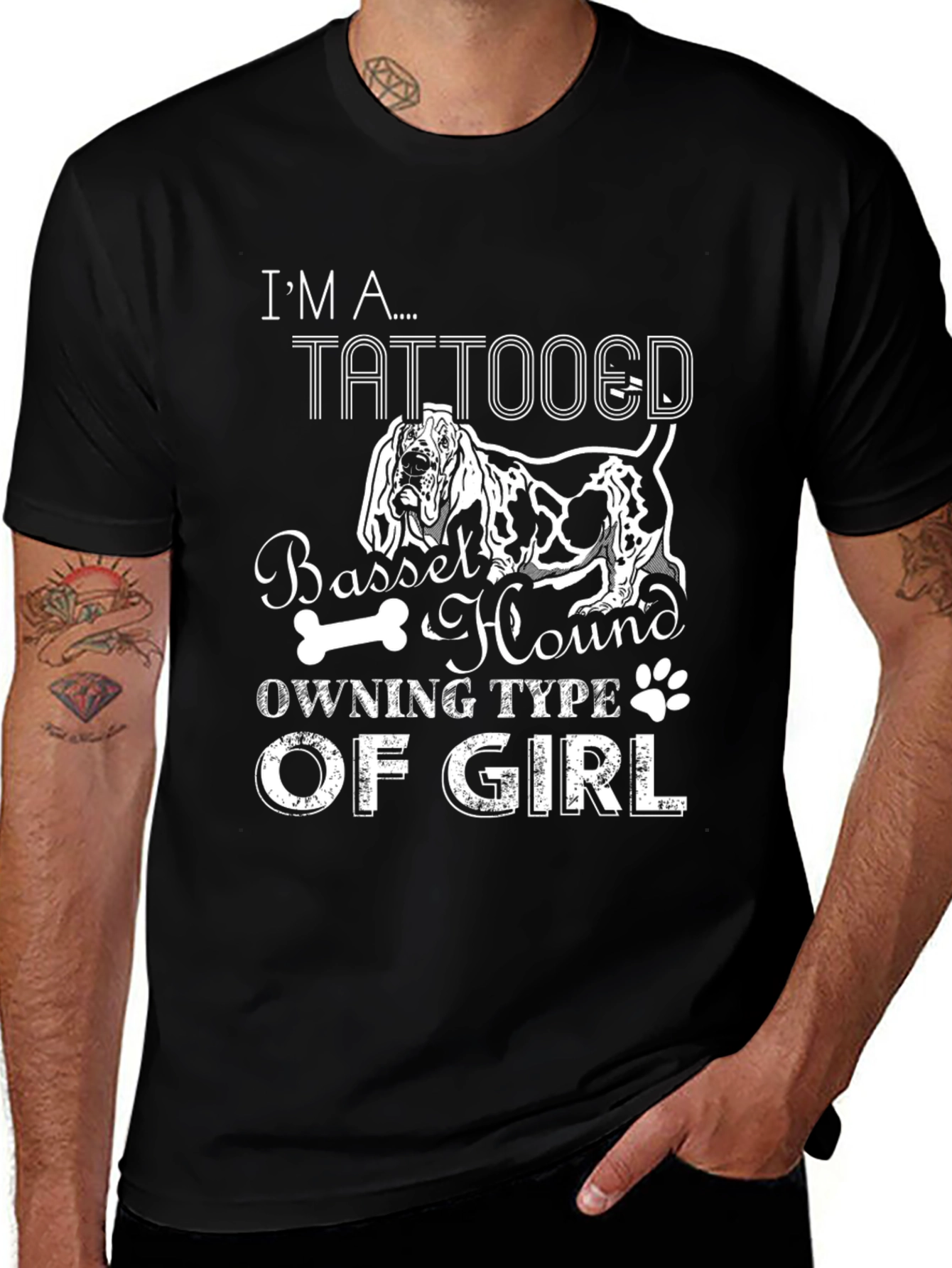 Tattooed Basset Hound Girl T-Shirt