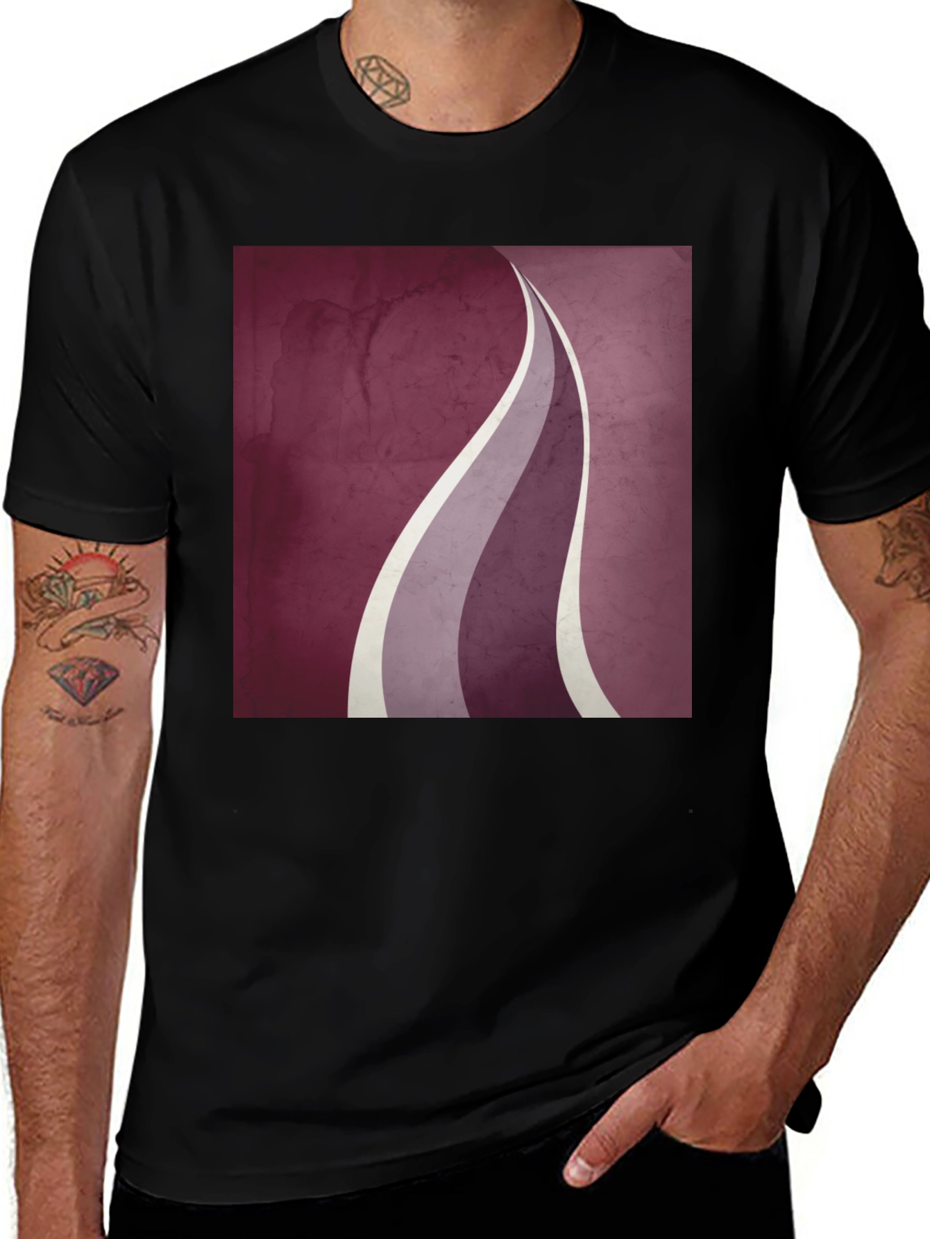 Variant 28 of Abstract Wave Graphic Print T-Shirt