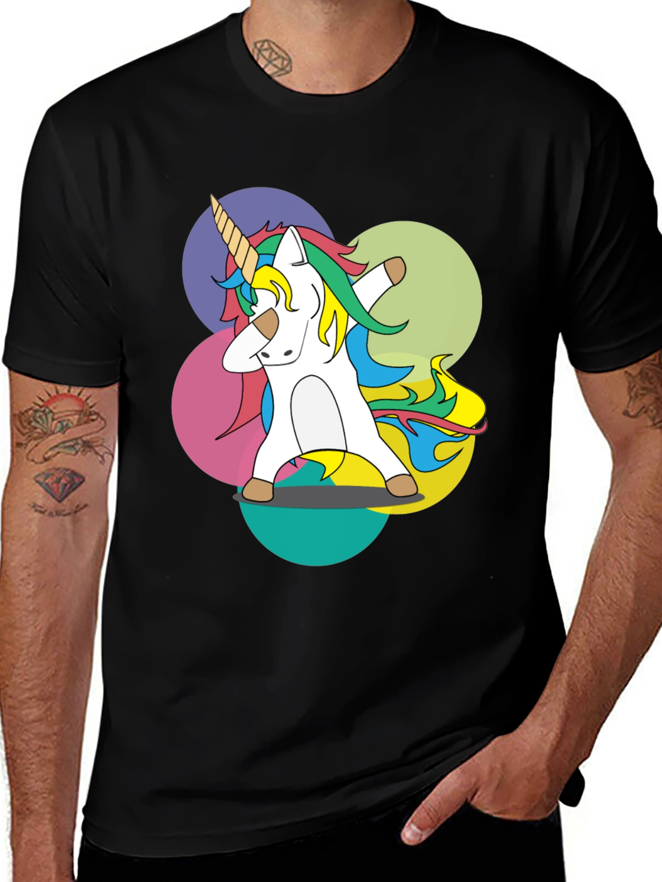 Variant 16 of Dabbing Unicorn Graphic Tee - Fun & Stylish Black T-Shirt