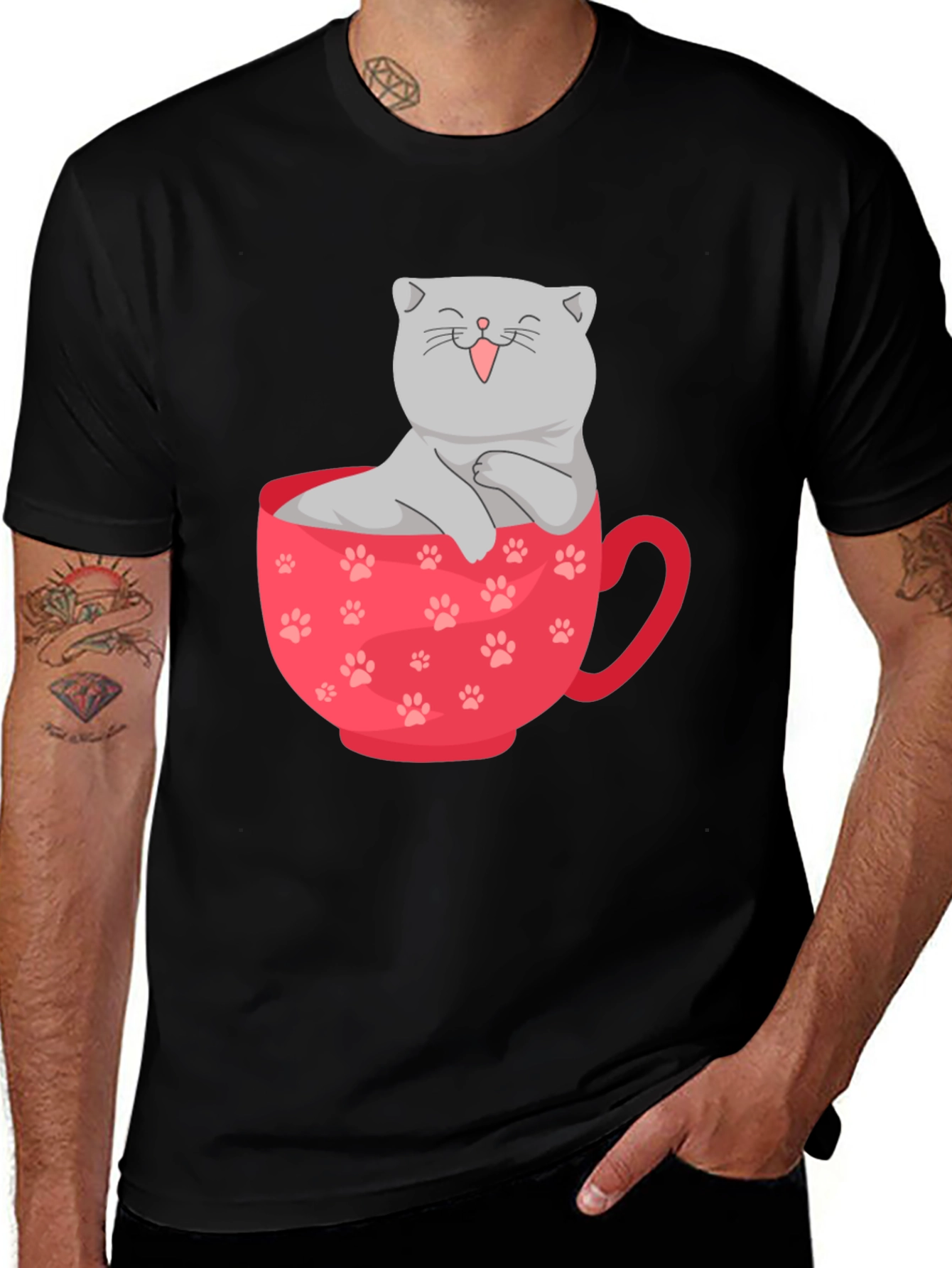 Variant 5 of Cat in a Cup T-Shirt - Cute Cartoon Pet Tee