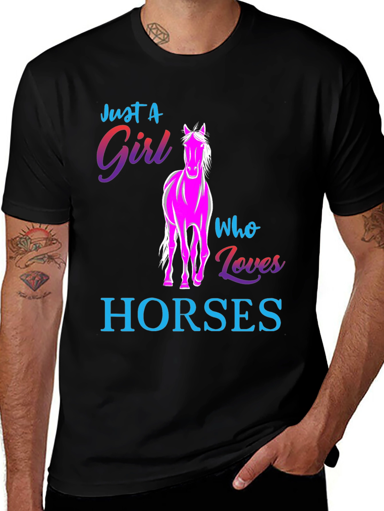 Variant 15 of Just A Girl Who Loves Horses Black T-Shirt