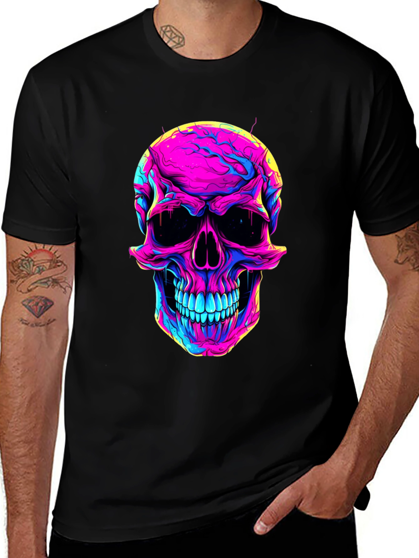 Variant 24 of Vibrant Skull Graphic Tee - Neon Skull T-Shirt