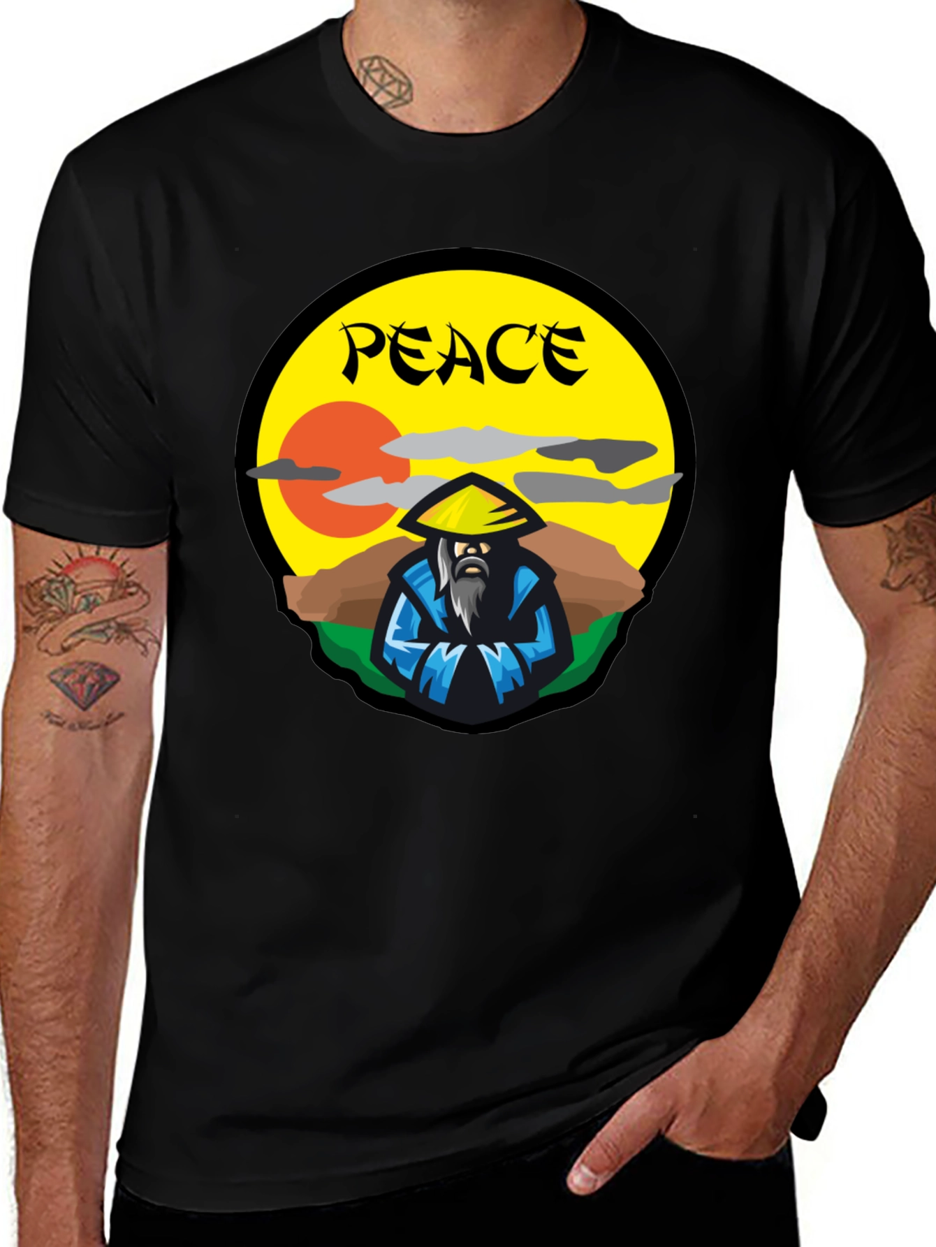 Variant 7 of Peaceful Warrior Graphic T-Shirt - Unique Design