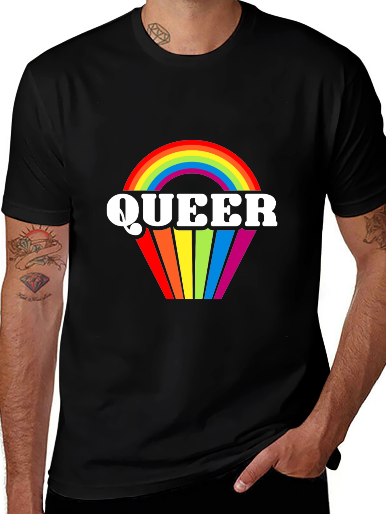 Queer Rainbow Pride T-Shirt - Black