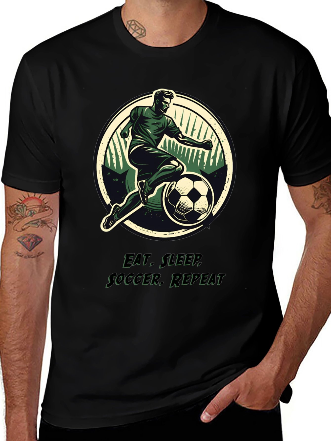 Variant 12 of Eat Sleep Soccer Repeat Black T-Shirt