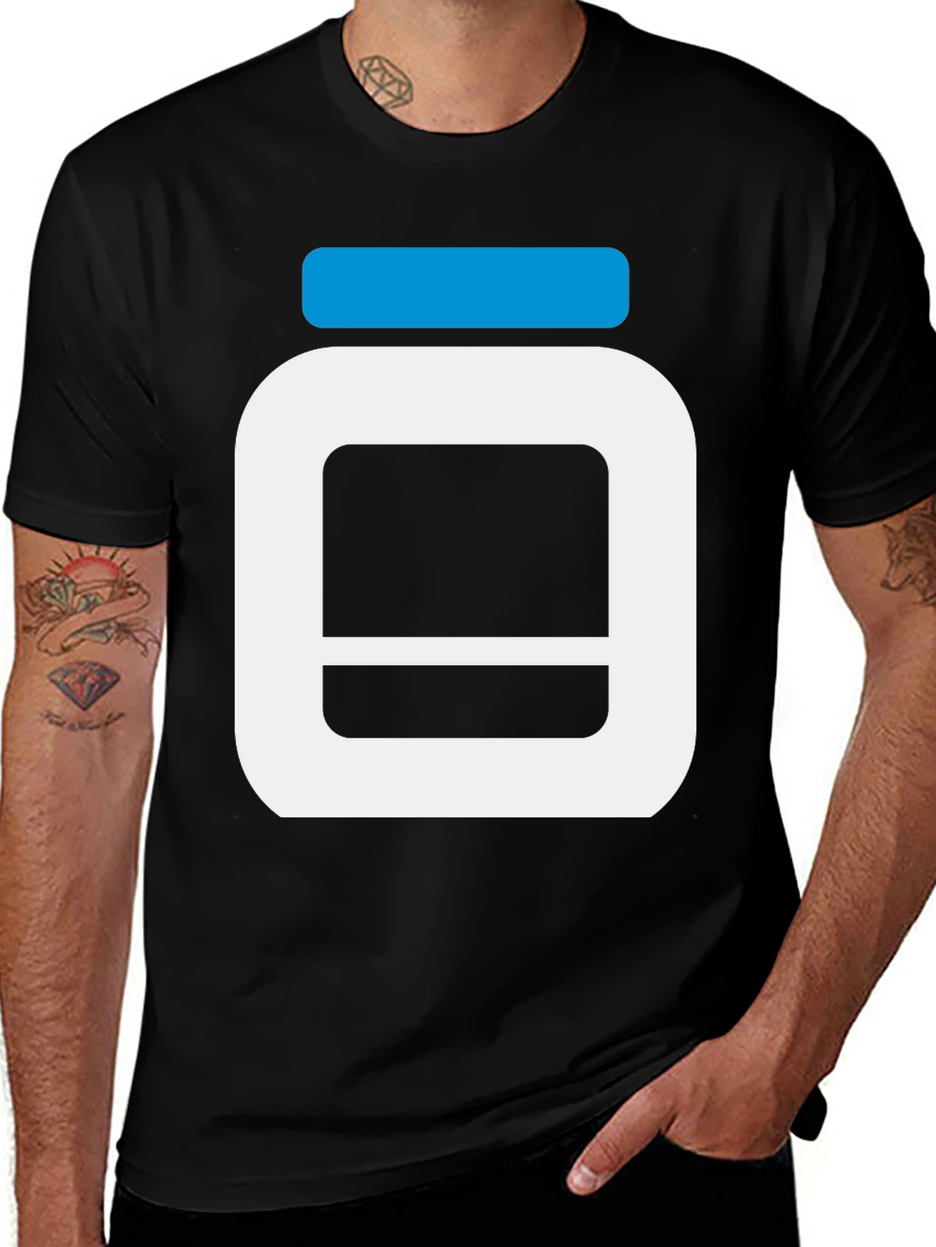 Black T-Shirt with Supplement Container Graphic