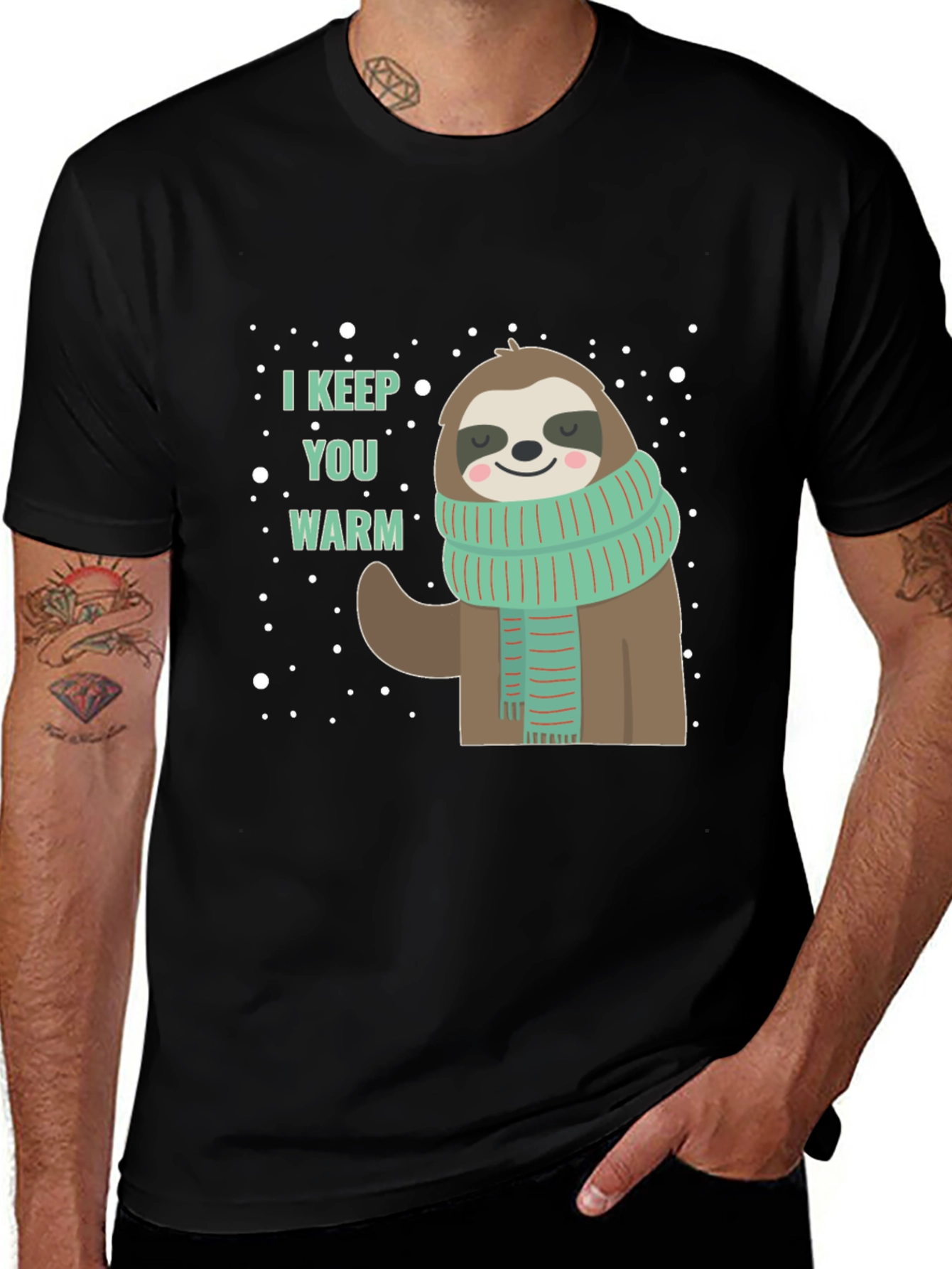 Variant 25 of Cute Sloth Winter T-Shirt - I Keep You Warm