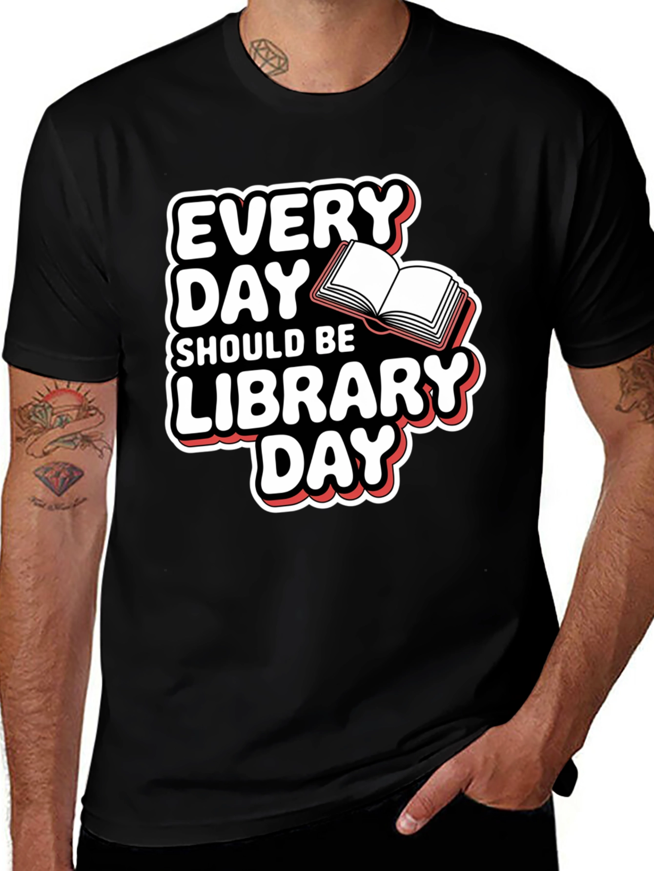 Variant 21 of Every Day Library Day Graphic Tee - Book Lover Shirt