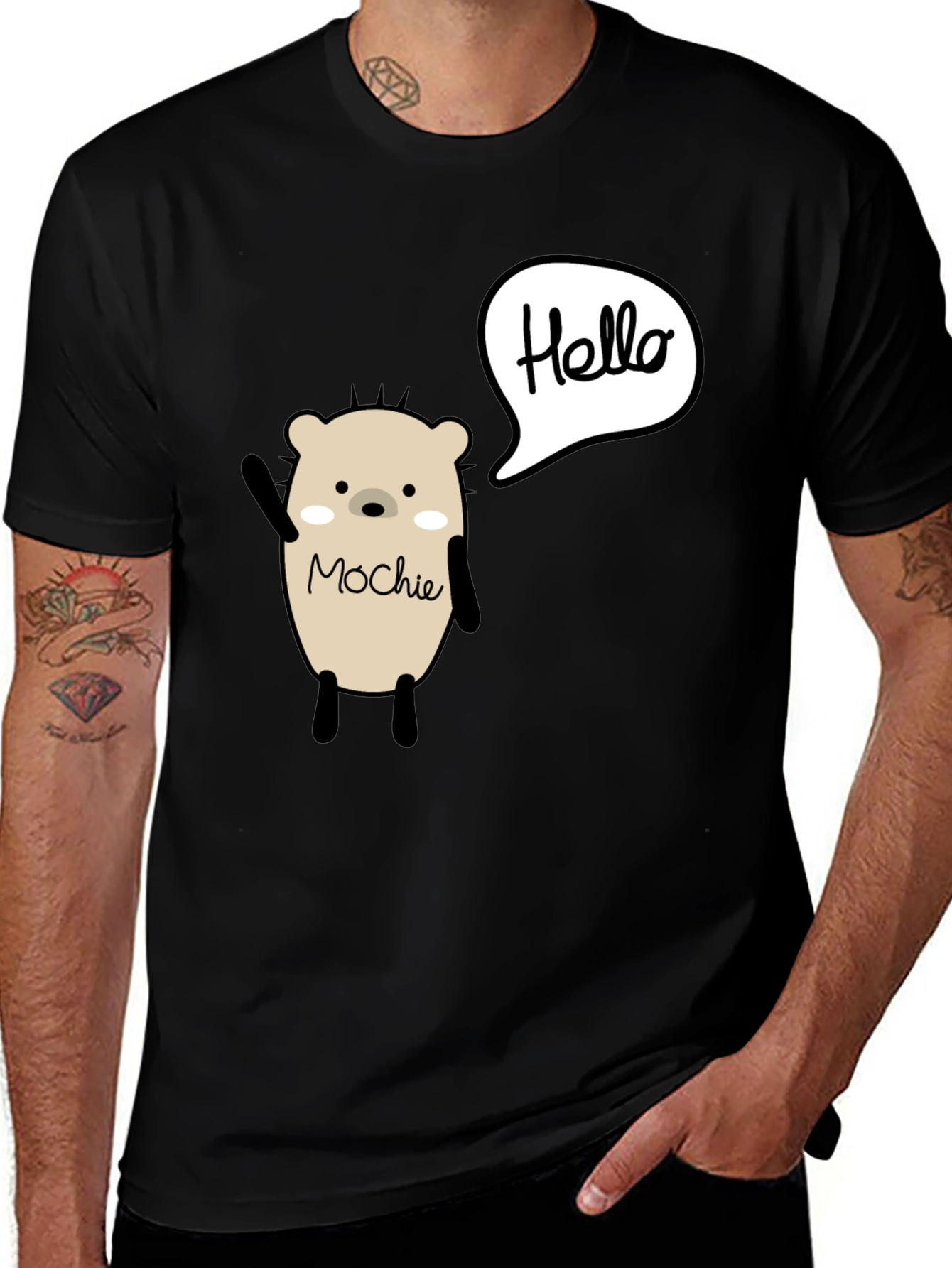 Variant 29 of Cute Bear 'Mochie' Graphic Tee - Black