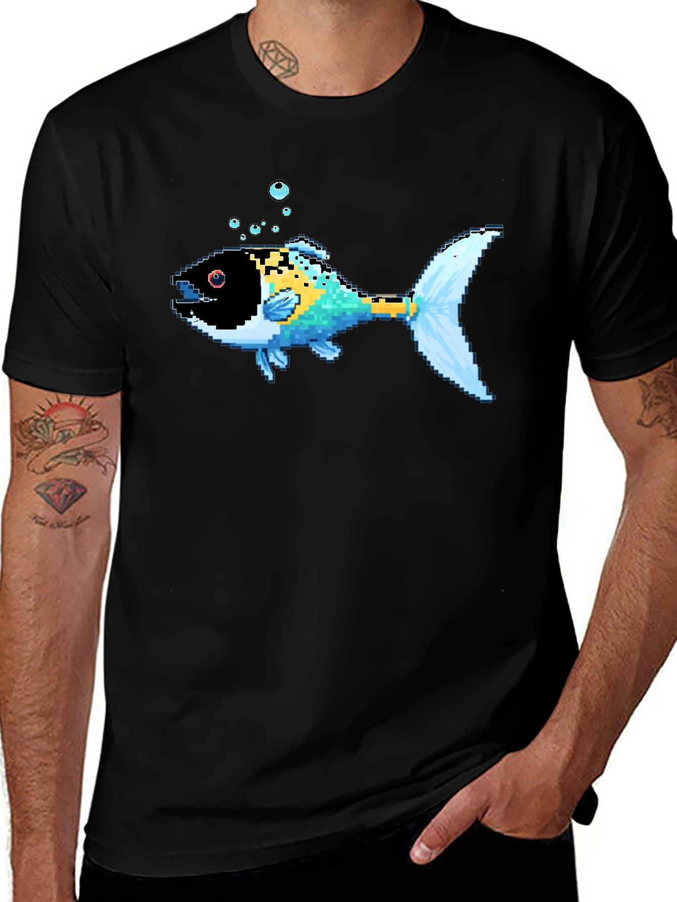 Variant 27 of Pixel Art Fish Graphic Tee