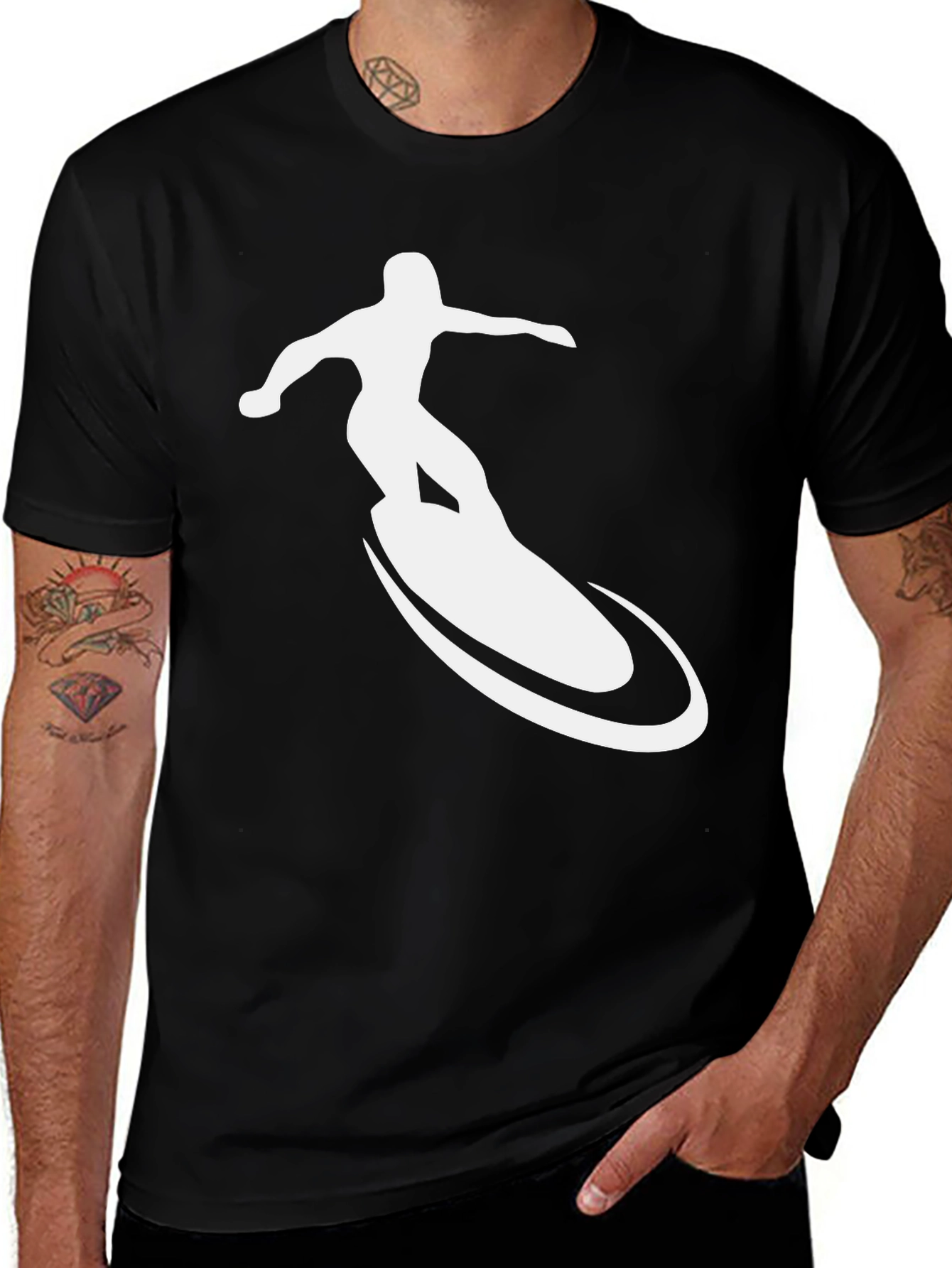 Variant 12 of Surfer Graphic Tee - Black Cotton T-Shirt