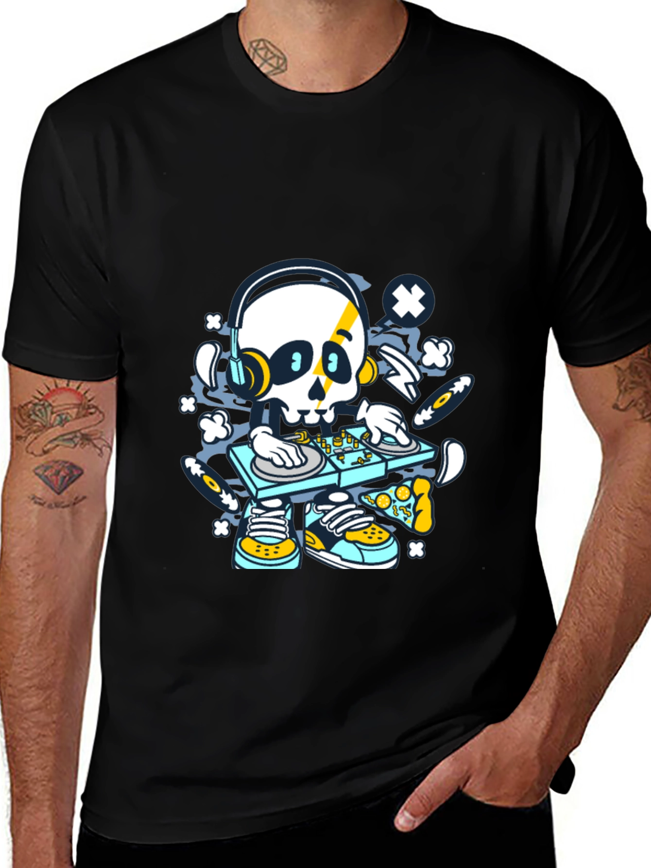 Variant 16 of DJ Skull Graphic Tee - Black