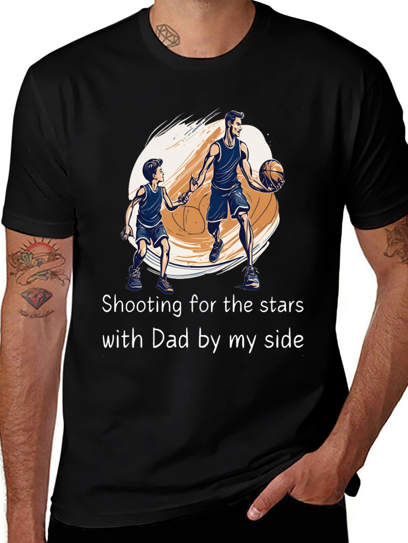 Dad & Son Basketball T-Shirt: Shooting for the Stars