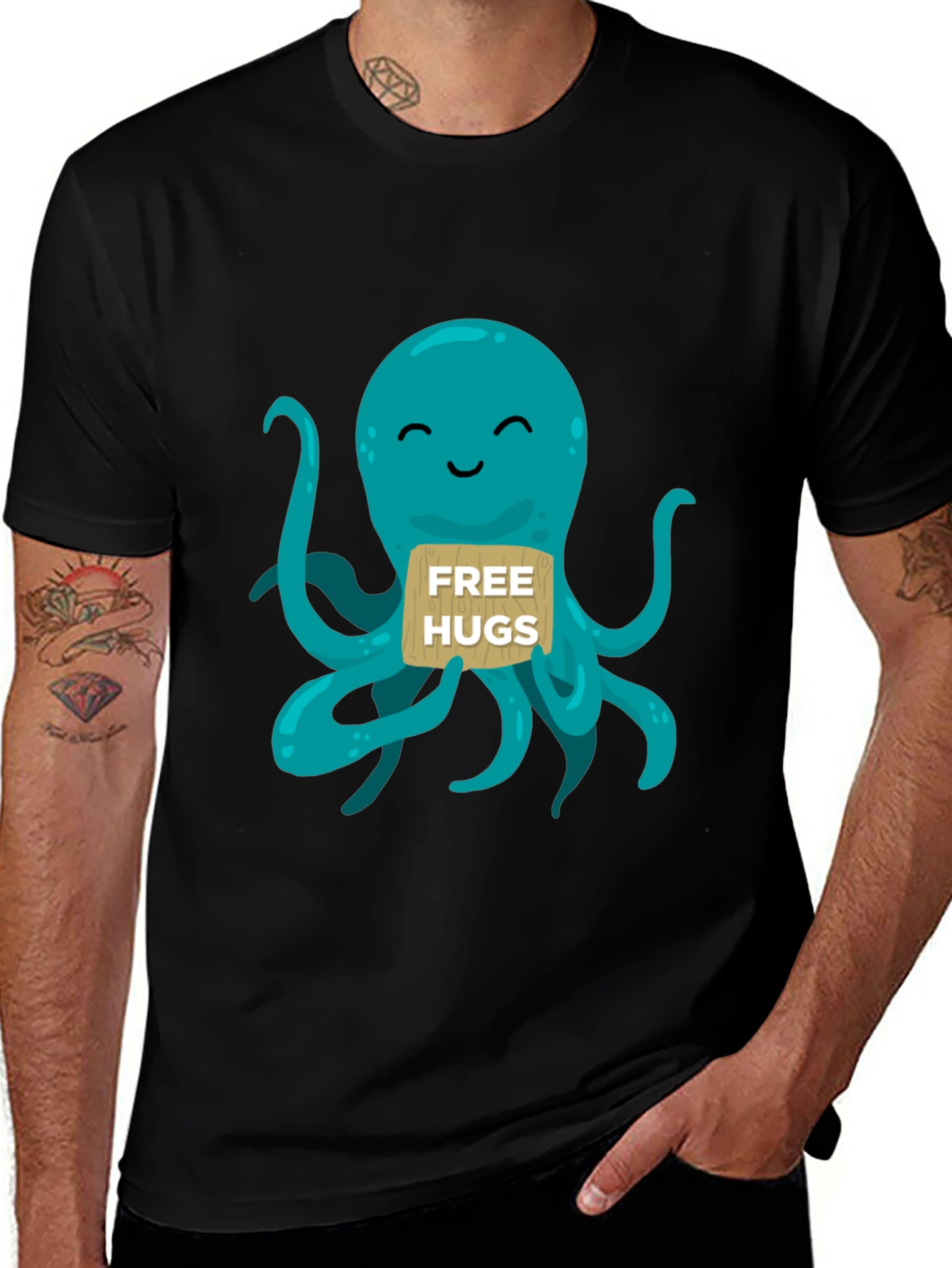 Variant 14 of Cute Octopus 'Free Hugs' Graphic T-Shirt