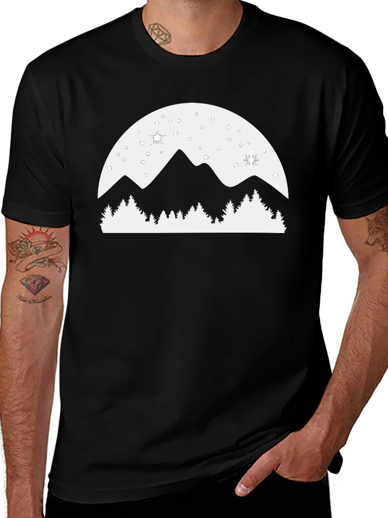 Variant 11 of Mountain Scene Graphic Tee - Black