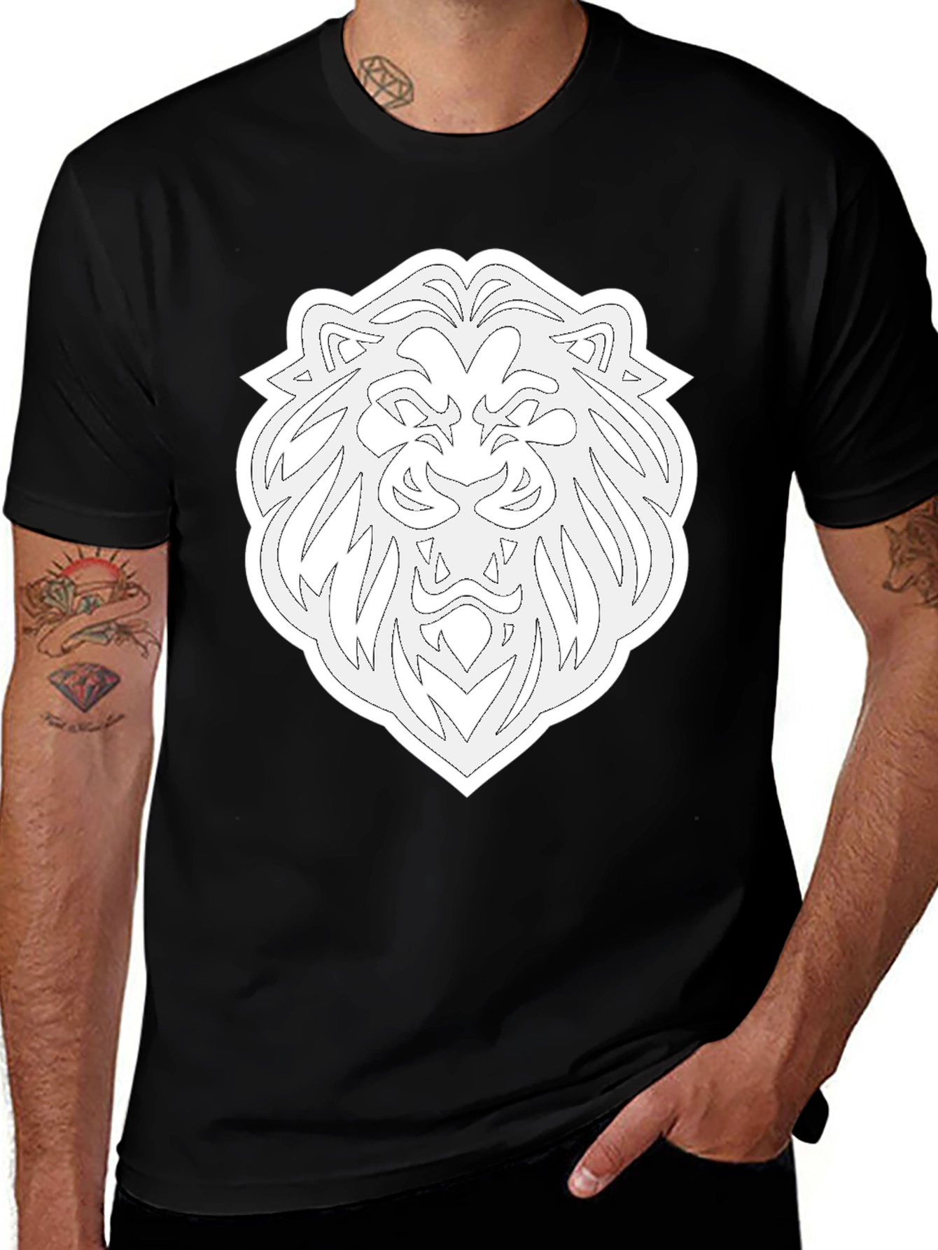 Variant 26 of Lion Graphic Black T-Shirt - Bold Streetwear Style