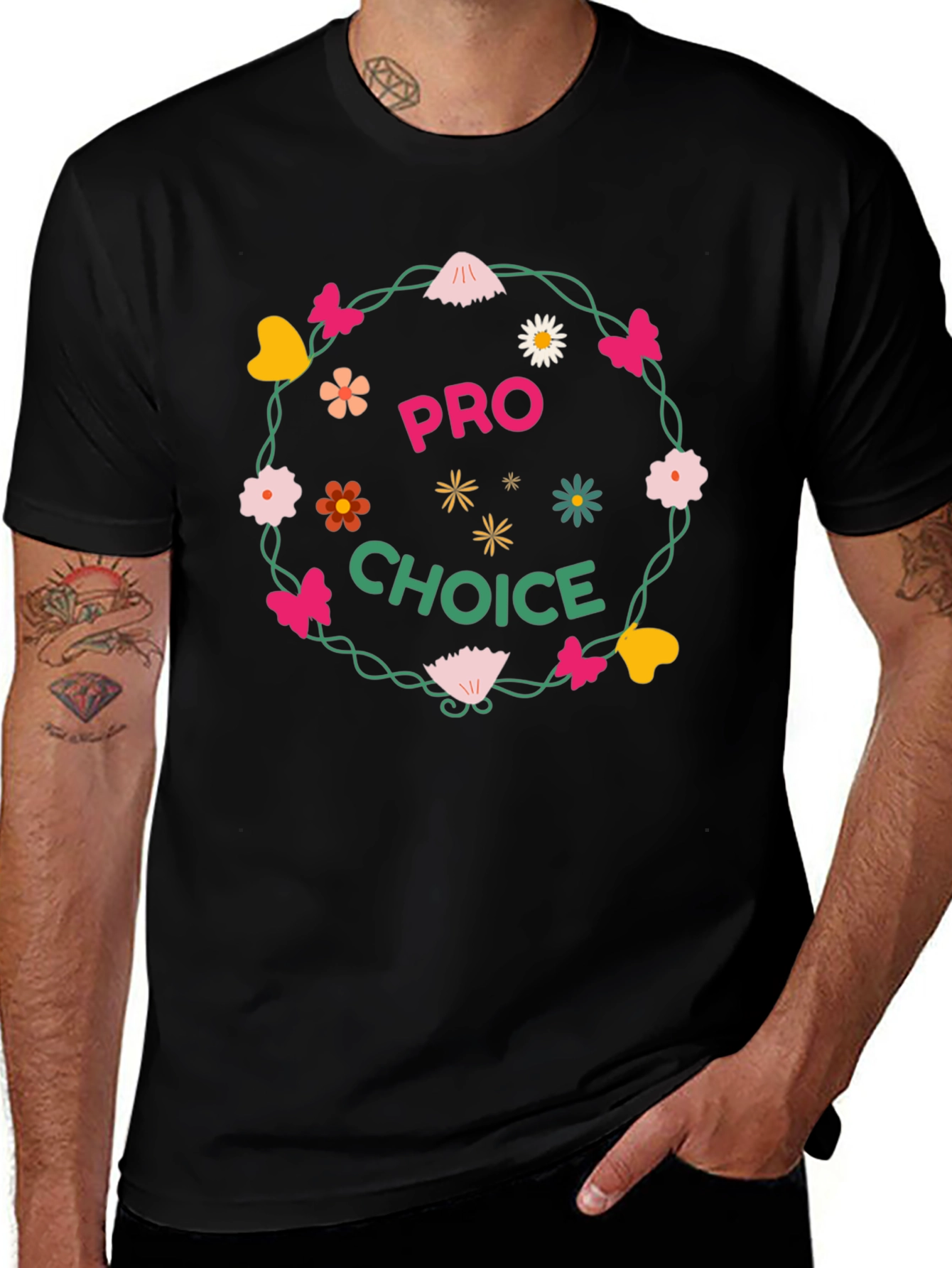 Variant 17 of Pro Choice Floral Wreath Graphic Tee