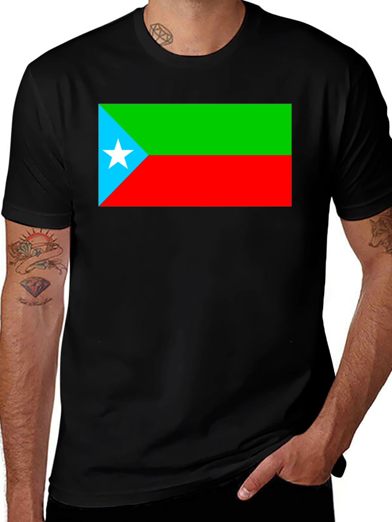 Variant 30 of Somali Galbeed Flag Graphic Tee - Black