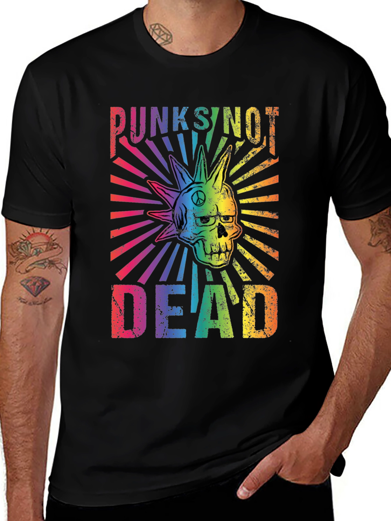 Variant 13 of Punks Not Dead Rainbow Graphic T-Shirt