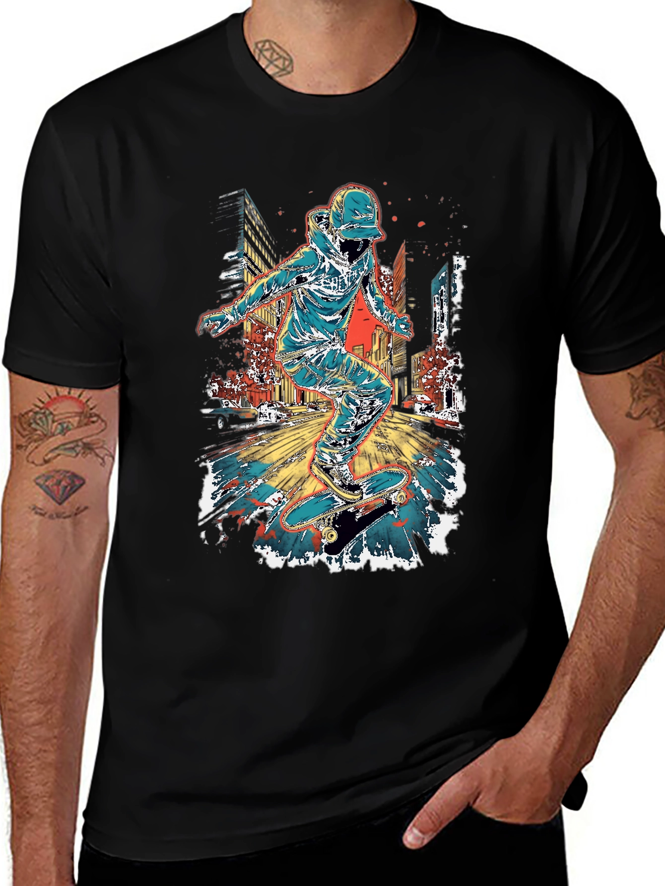 Variant 17 of Skateboarder Graphic Print Men's T-Shirt