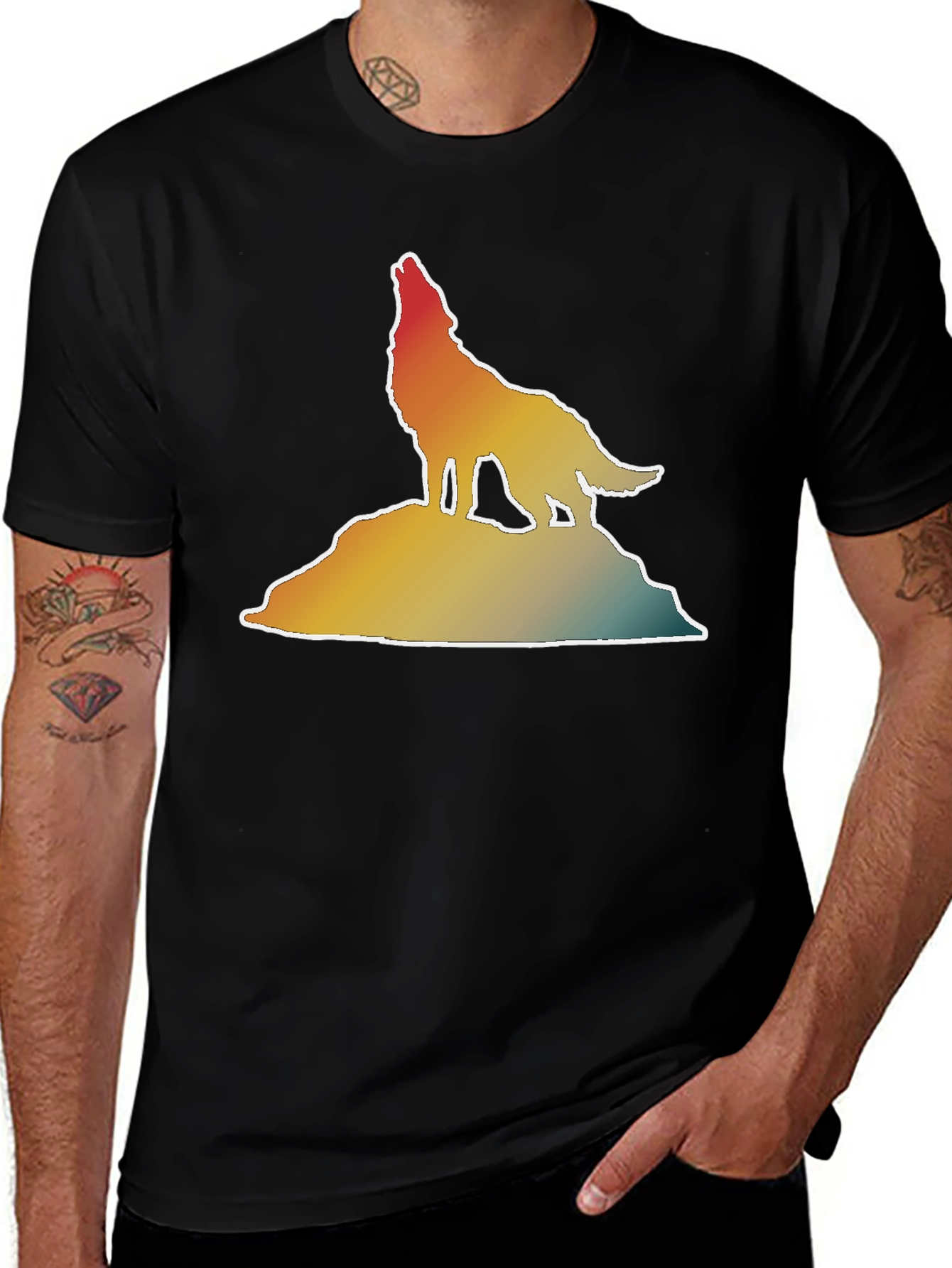 Variant 20 of Wolf Howling Graphic Tee - Retro Style