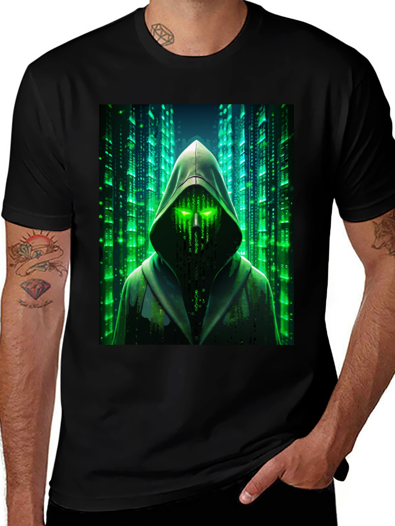 Matrix Hacker Graphic Black T-Shirt