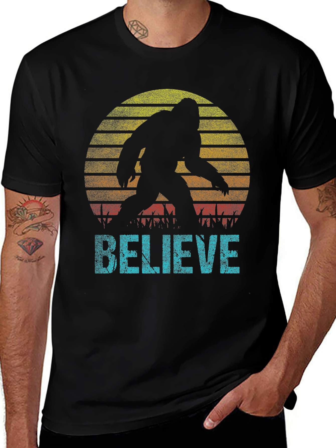 Believe Bigfoot Silhouette Graphic T-Shirt