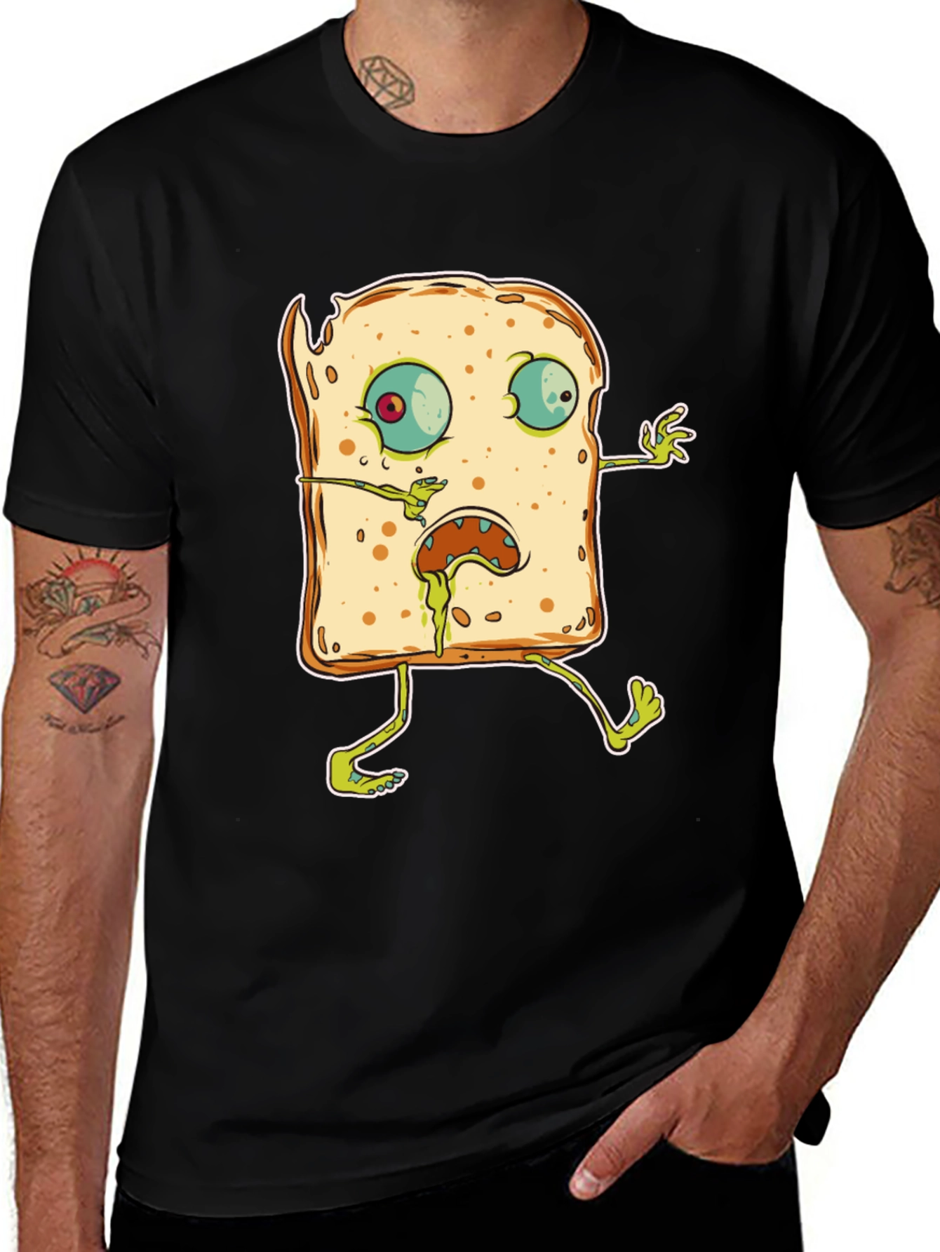 Zombie Toast Graphic Black T-Shirt
