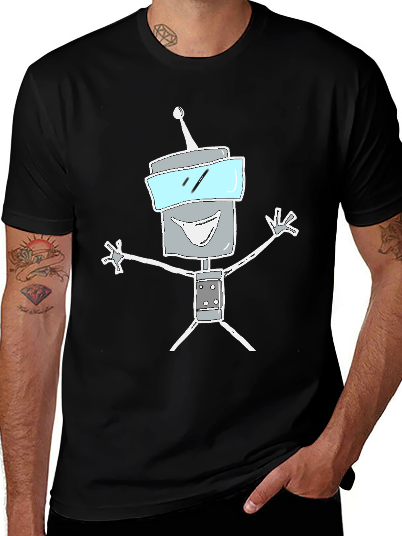Variant 7 of Robot Graphic Tee - Funky Casual Style