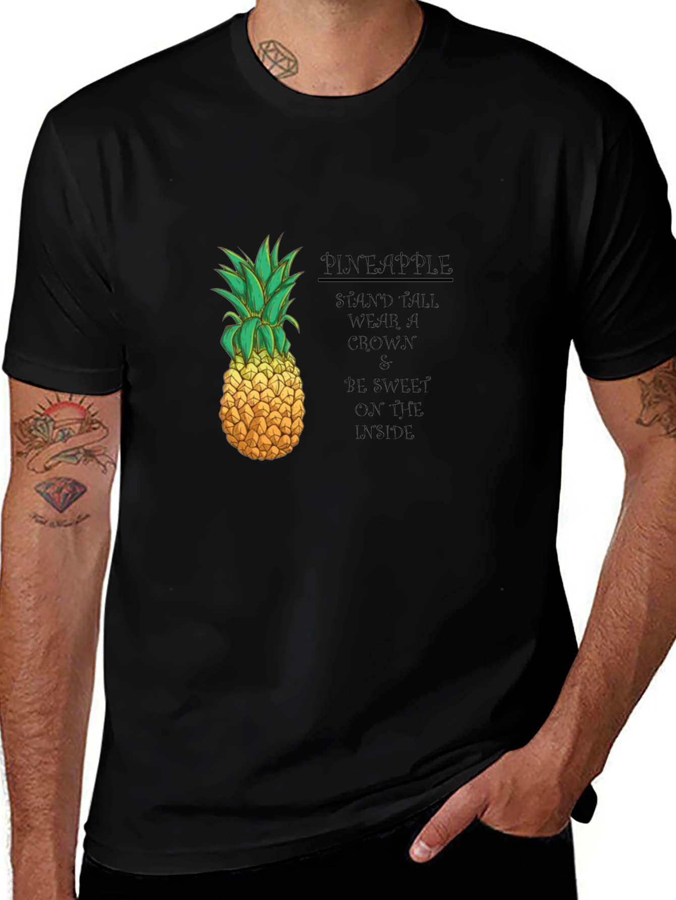Variant 21 of Pineapple Graphic Black T-Shirt - Stand Tall, Wear a Crown