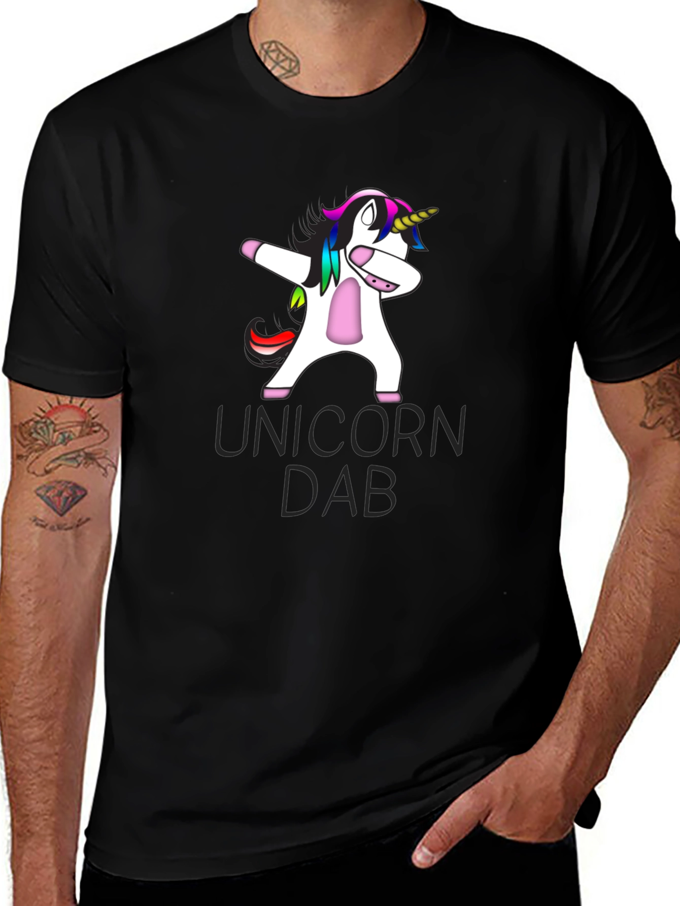 Variant 22 of Unicorn Dab Graphic T-Shirt - Black Cotton Tee
