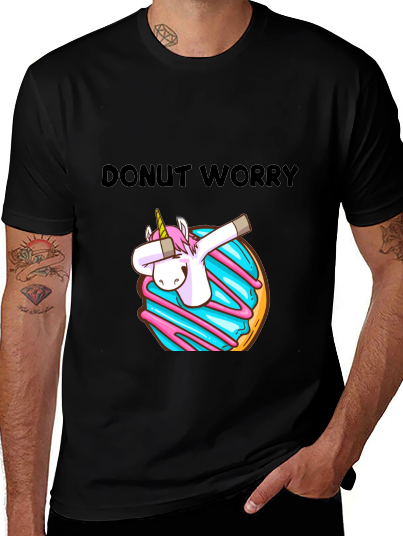 Variant 3 of Donut Worry Unicorn Dab Graphic T-Shirt