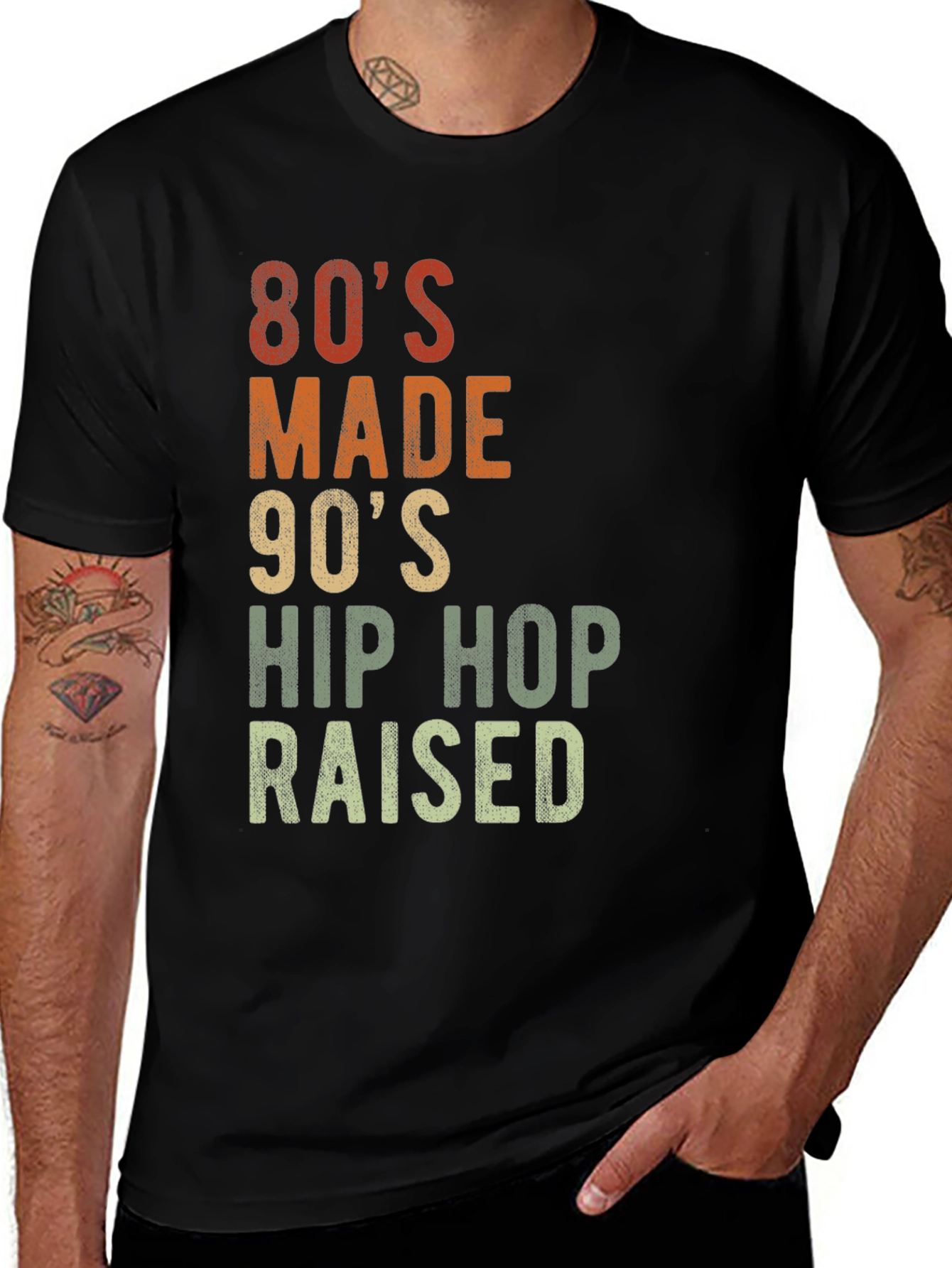Variant 12 of 80's Made 90's Hip Hop Raised Black Graphic Tee
