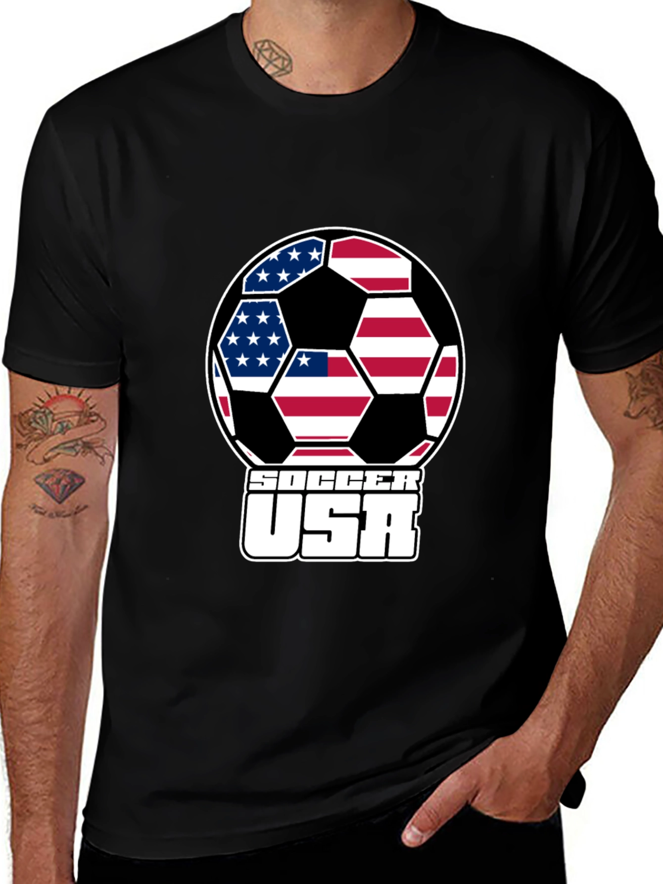Variant 13 of USA Soccer T-Shirt Patriotic American Flag Ball Tee