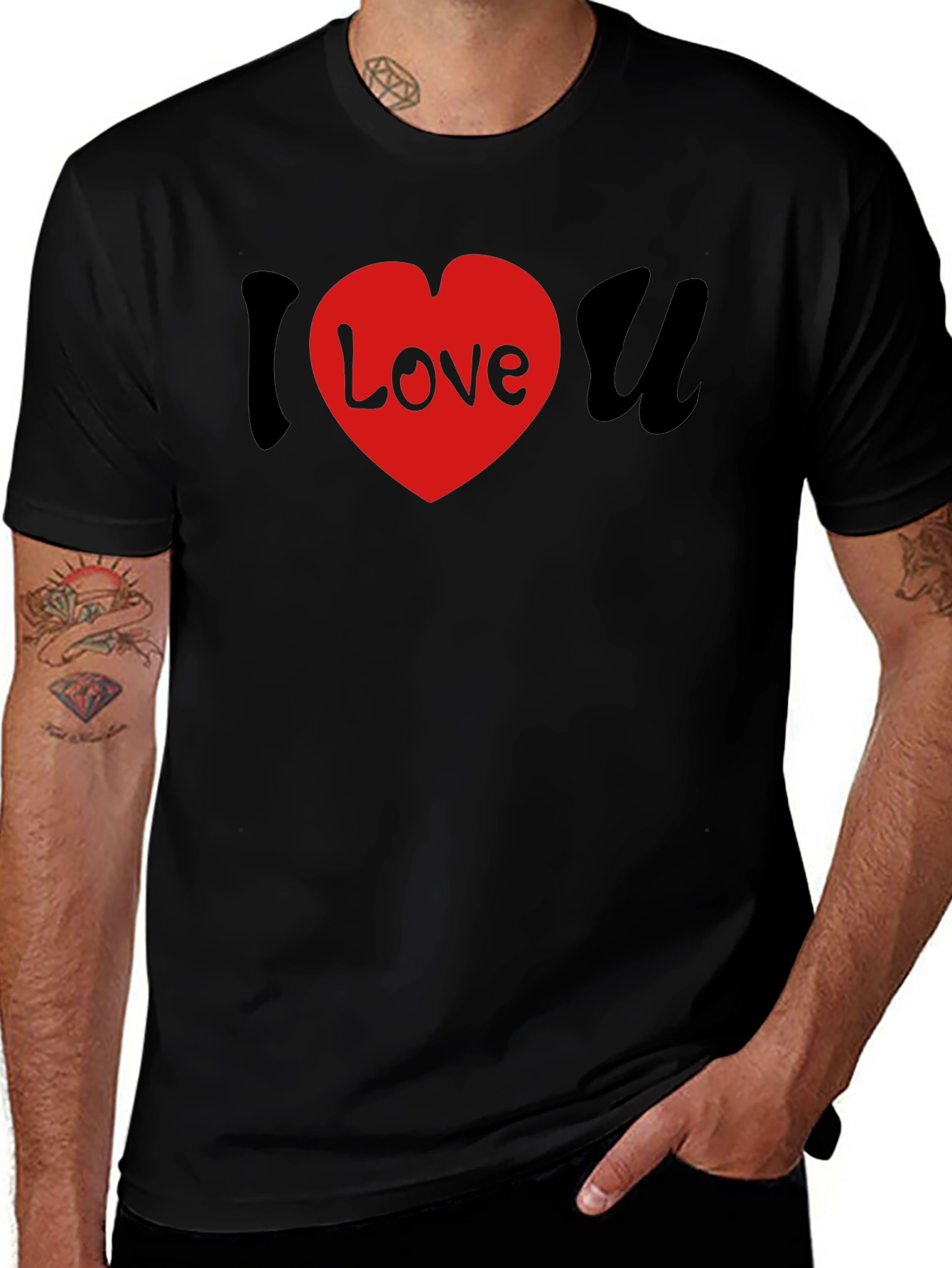 Variant 19 of I Love You Graphic T-Shirt - Black Cotton Tee