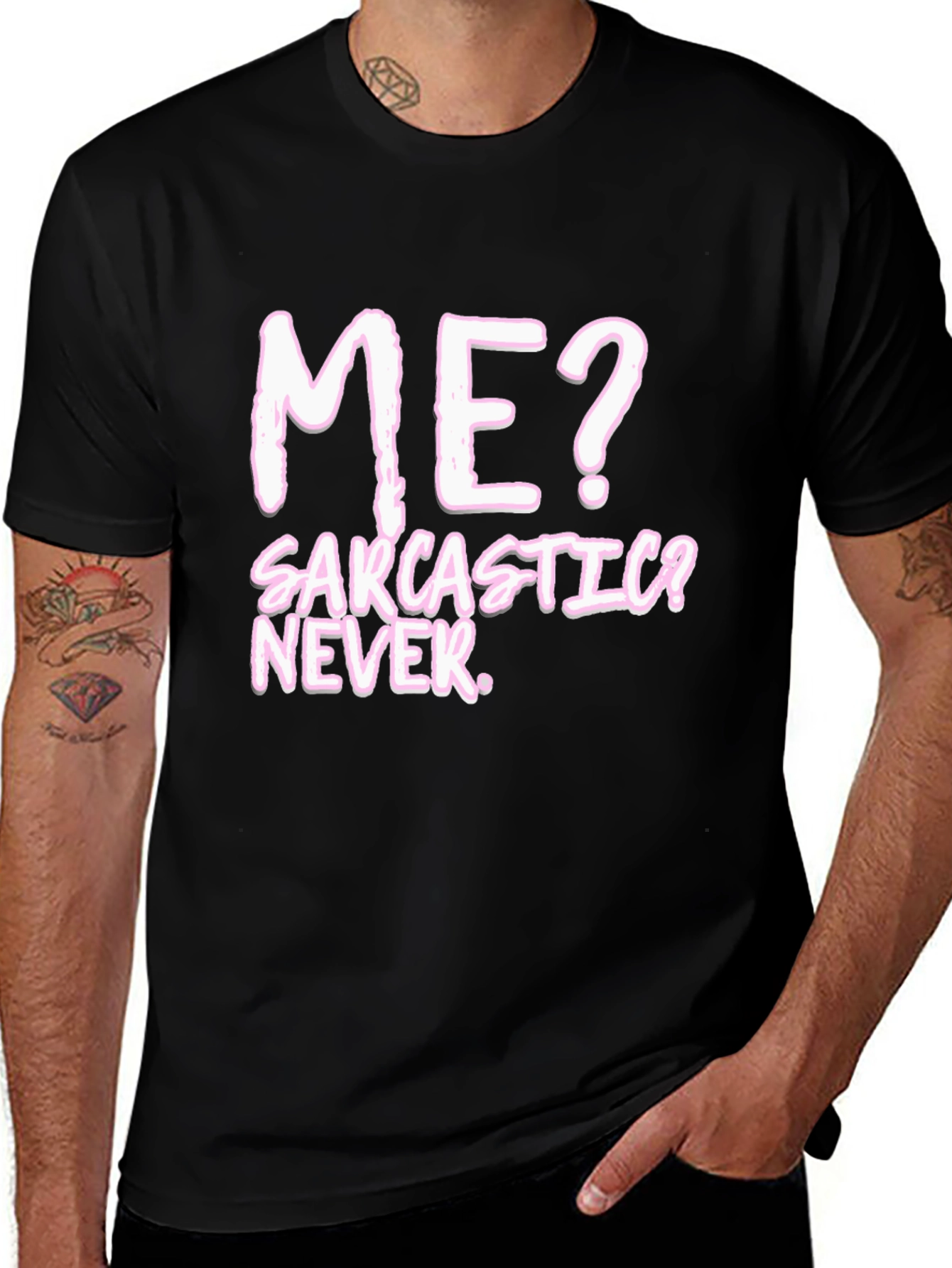 Black Sarcastic? Never. Black Graphic Tee main image