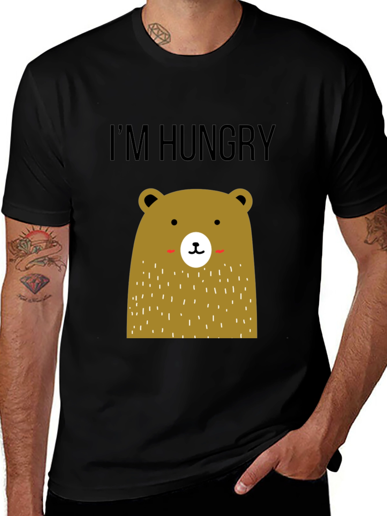 Hungry Bear Graphic Tee - Fun Black T-Shirt
