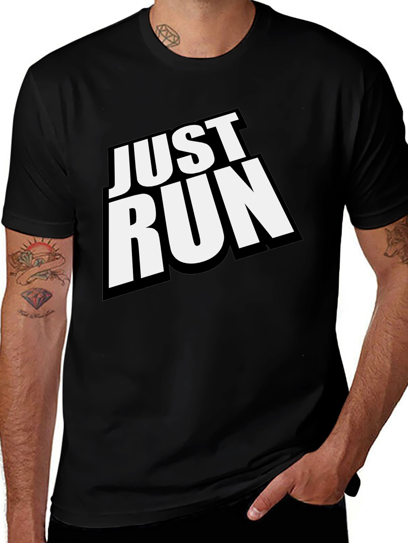 Variant 19 of Just Run Black Graphic Tee for Active Lifestyles