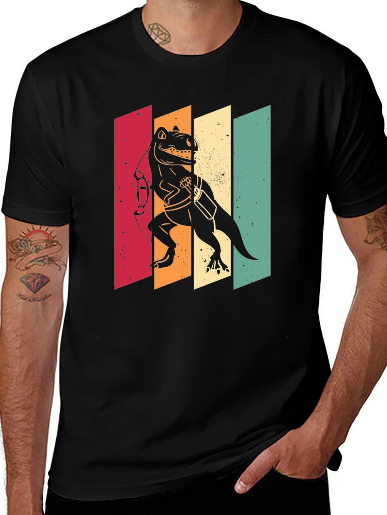 Variant 7 of Retro Dinosaur Archer T-Shirt - Vintage Style