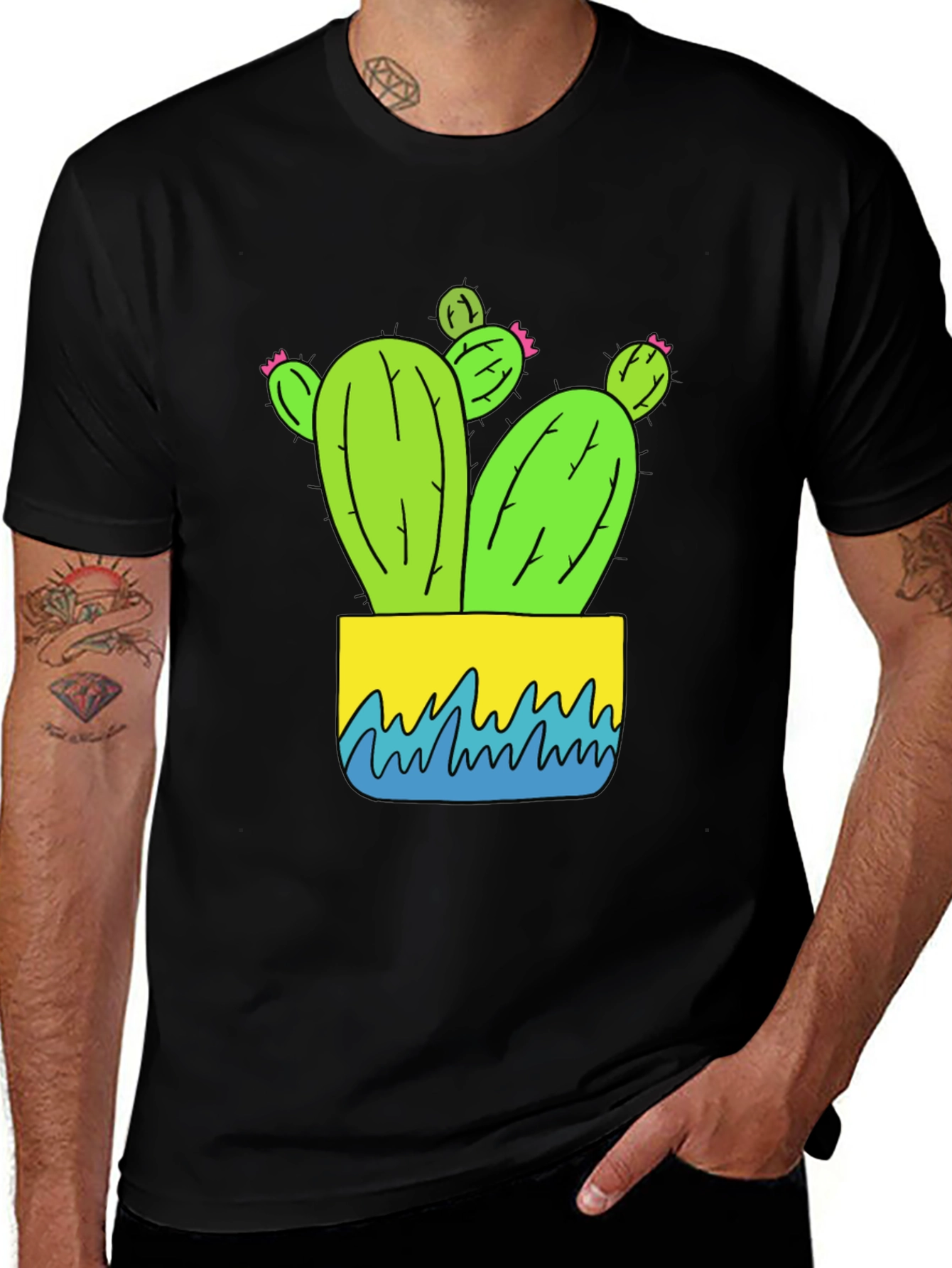 Variant 17 of Cactus Graphic Tee - Black