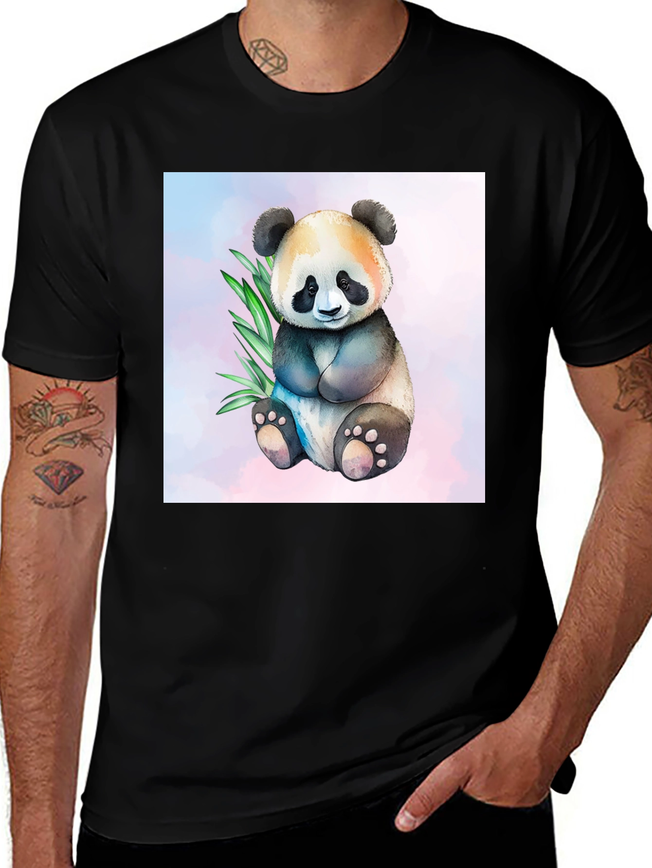 Variant 6 of Cute Panda Bear Watercolor Graphic T-Shirt
