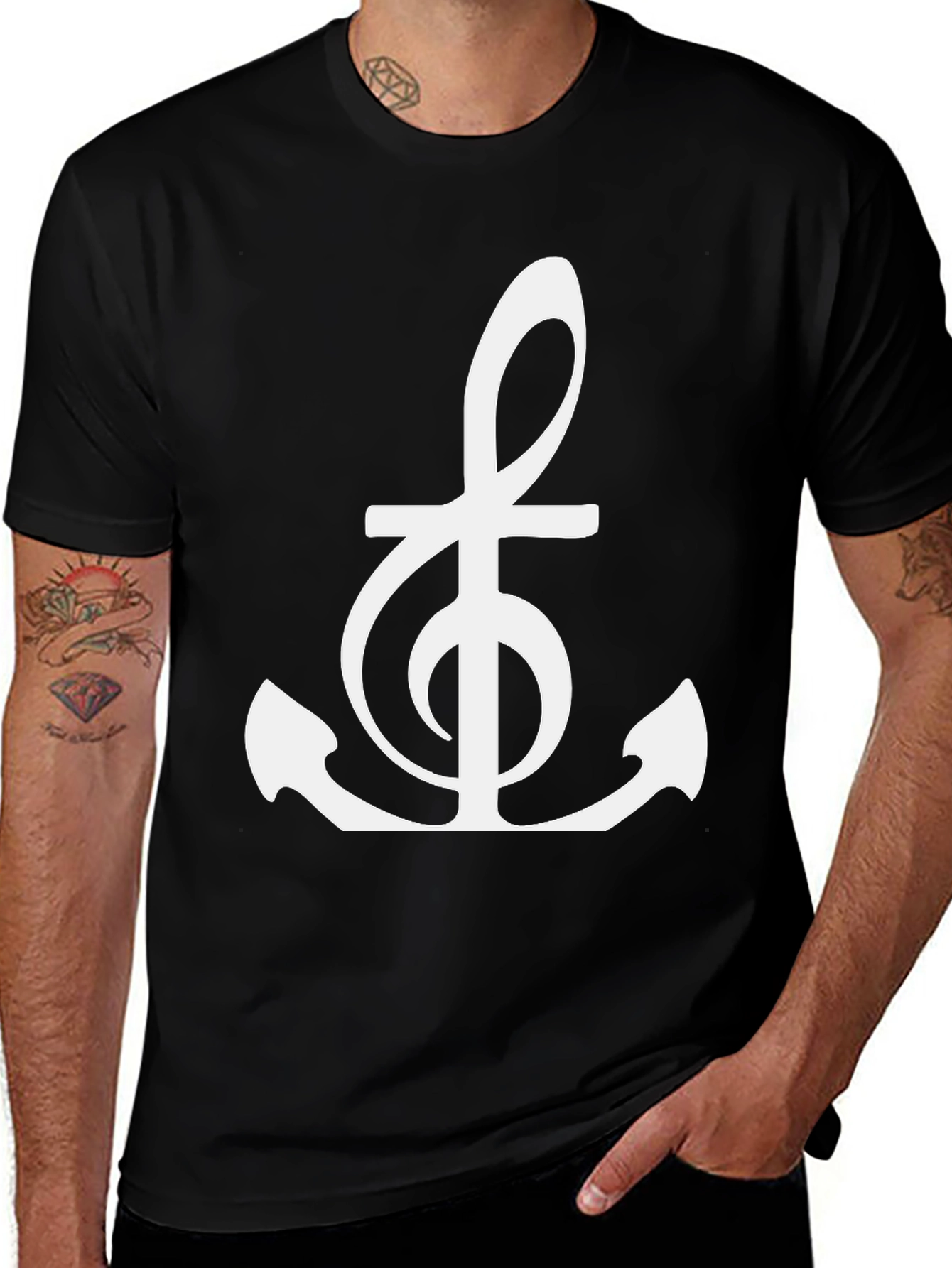 Variant 18 of Music Anchor Graphic Tee - Black