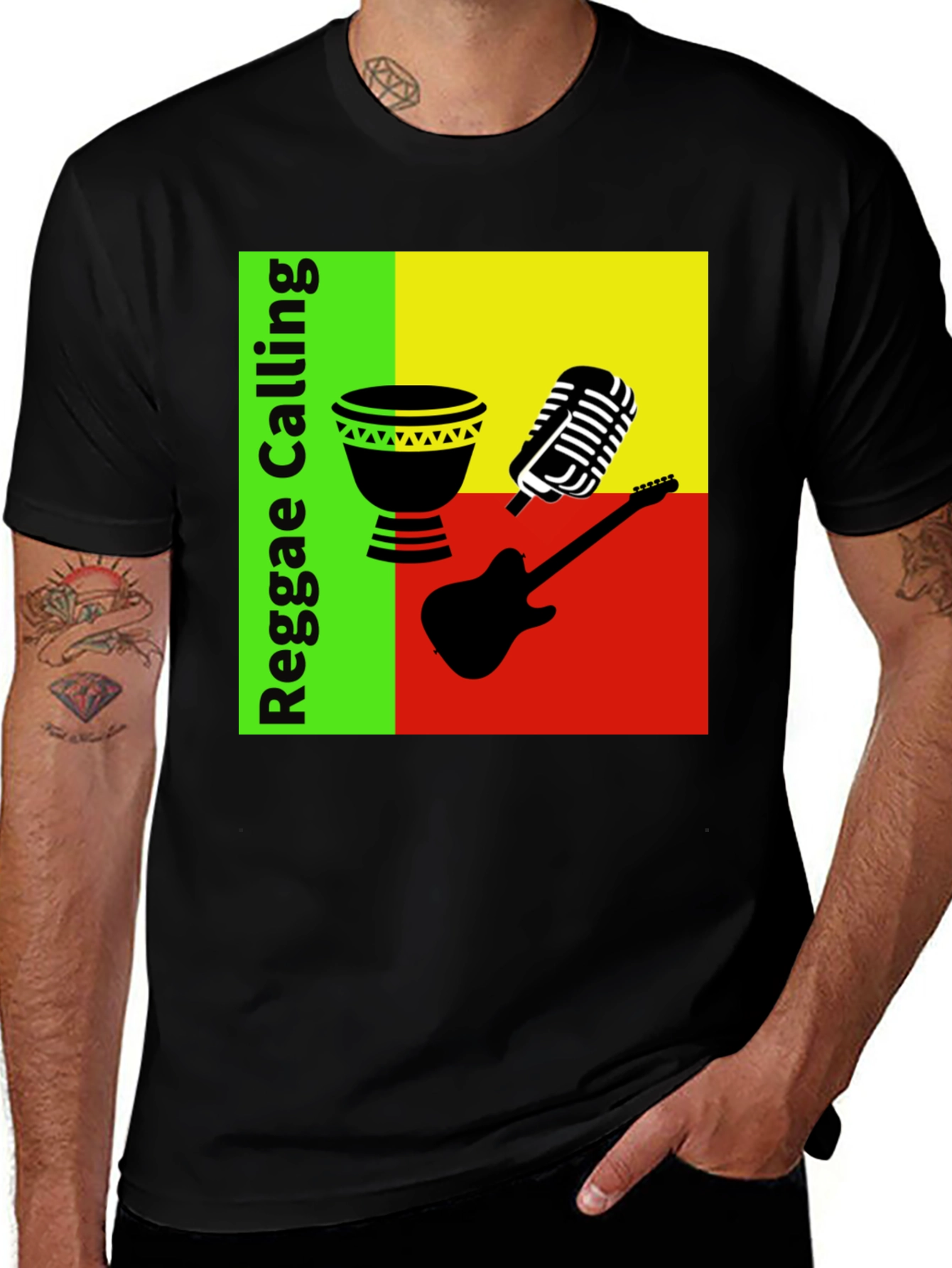 Variant 25 of Reggae Calling Graphic Tee - Black Unisex T-Shirt