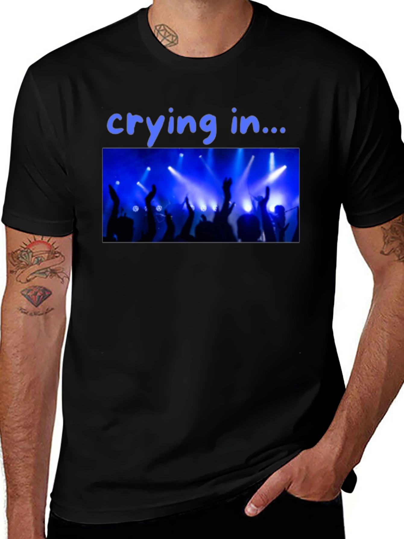 Variant 12 of Crying in Concert T-Shirt - Black Crew Neck Graphic Tee