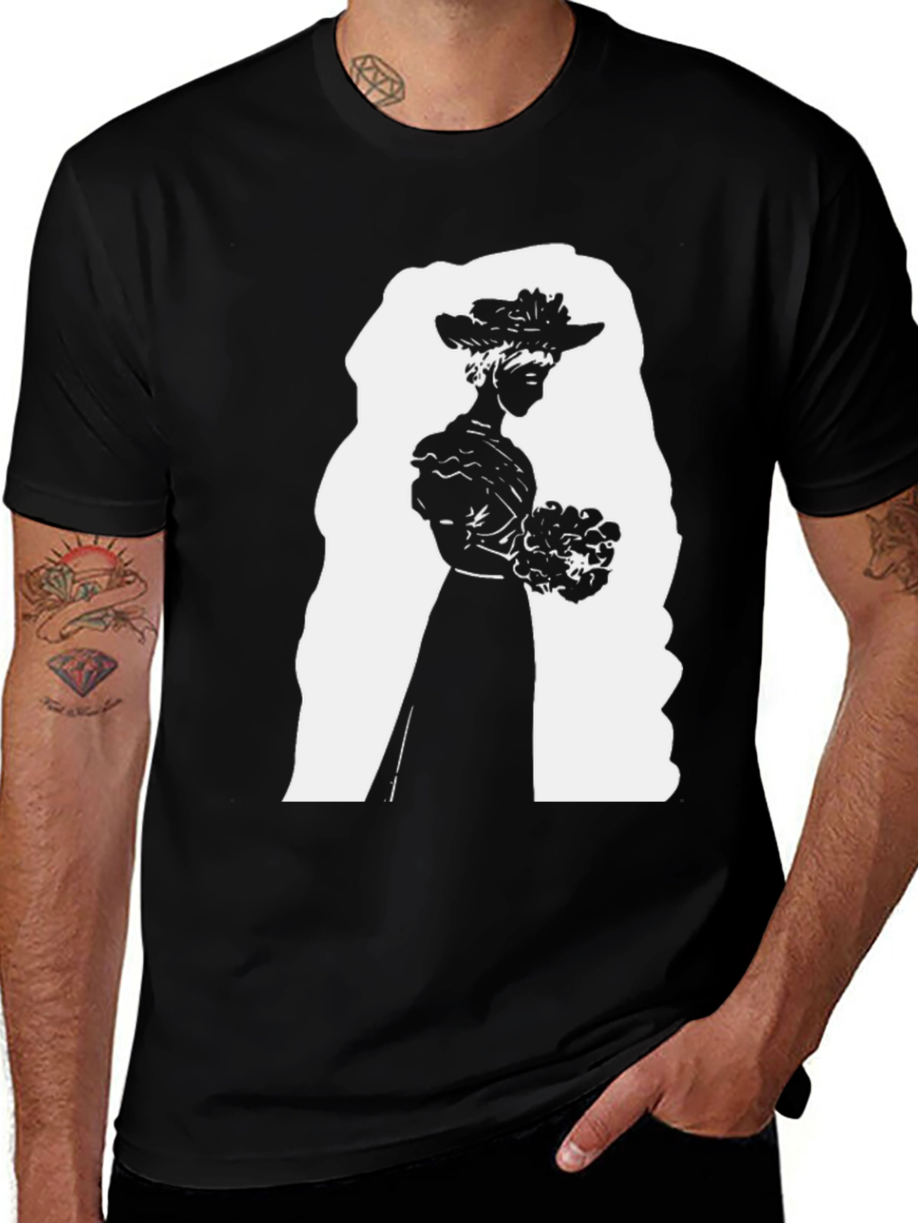 Variant 30 of Elegant Silhouette Graphic Tee - Black