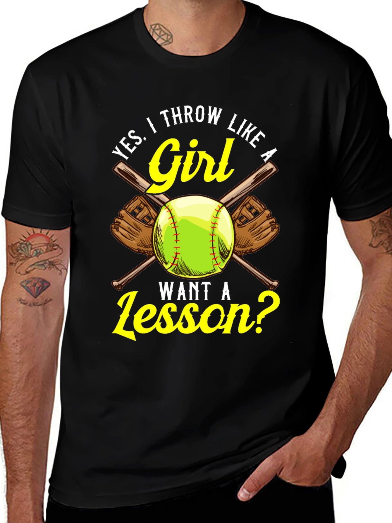 Variant 29 of Yes, I Throw Like a Girl T-Shirt - Softball Design
