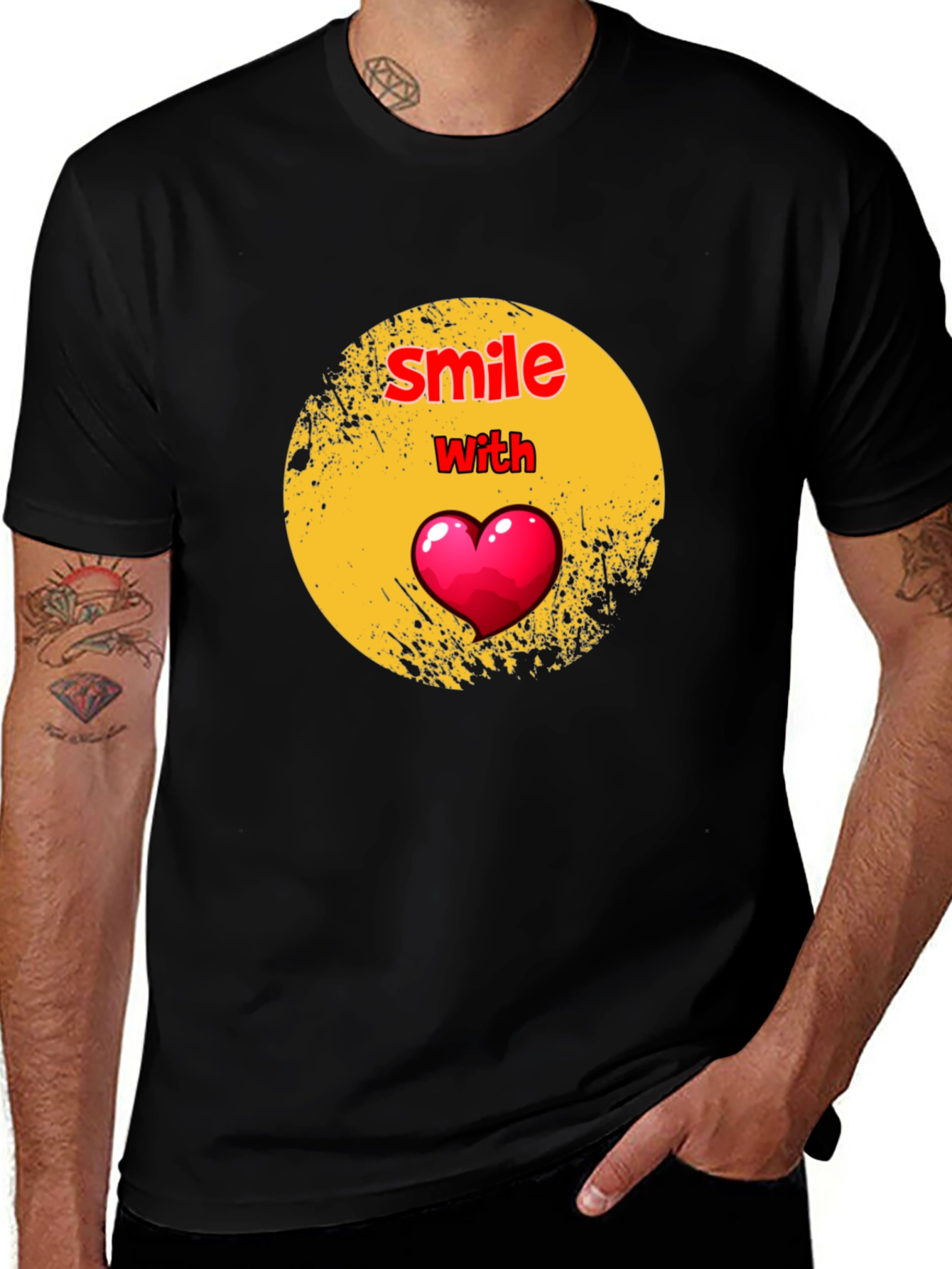 Variant 7 of Smile With Heart Graphic Black T-Shirt