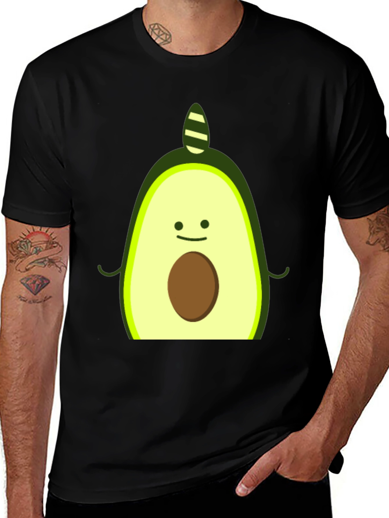 Variant 6 of Avocado Unicorn Graphic Tee - Men's Black T-Shirt